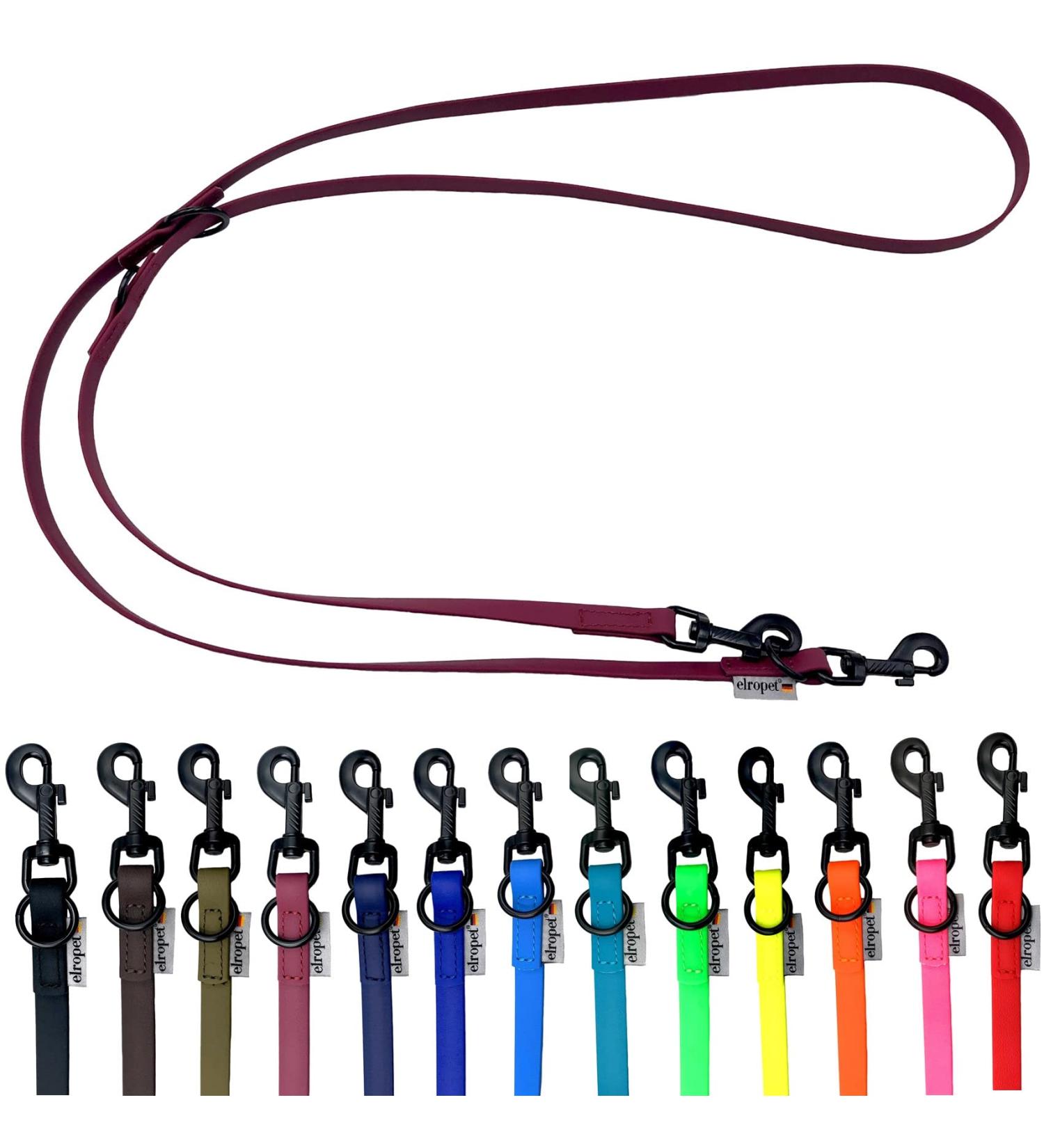 Biothane Dog Leash Black Hook Adjustable - Small & Large Dogs - 2m 2.40m 2.80m 3.50m 5m - Bordeaux 13mm | International Shipping - Buy Online on GoSupps.com