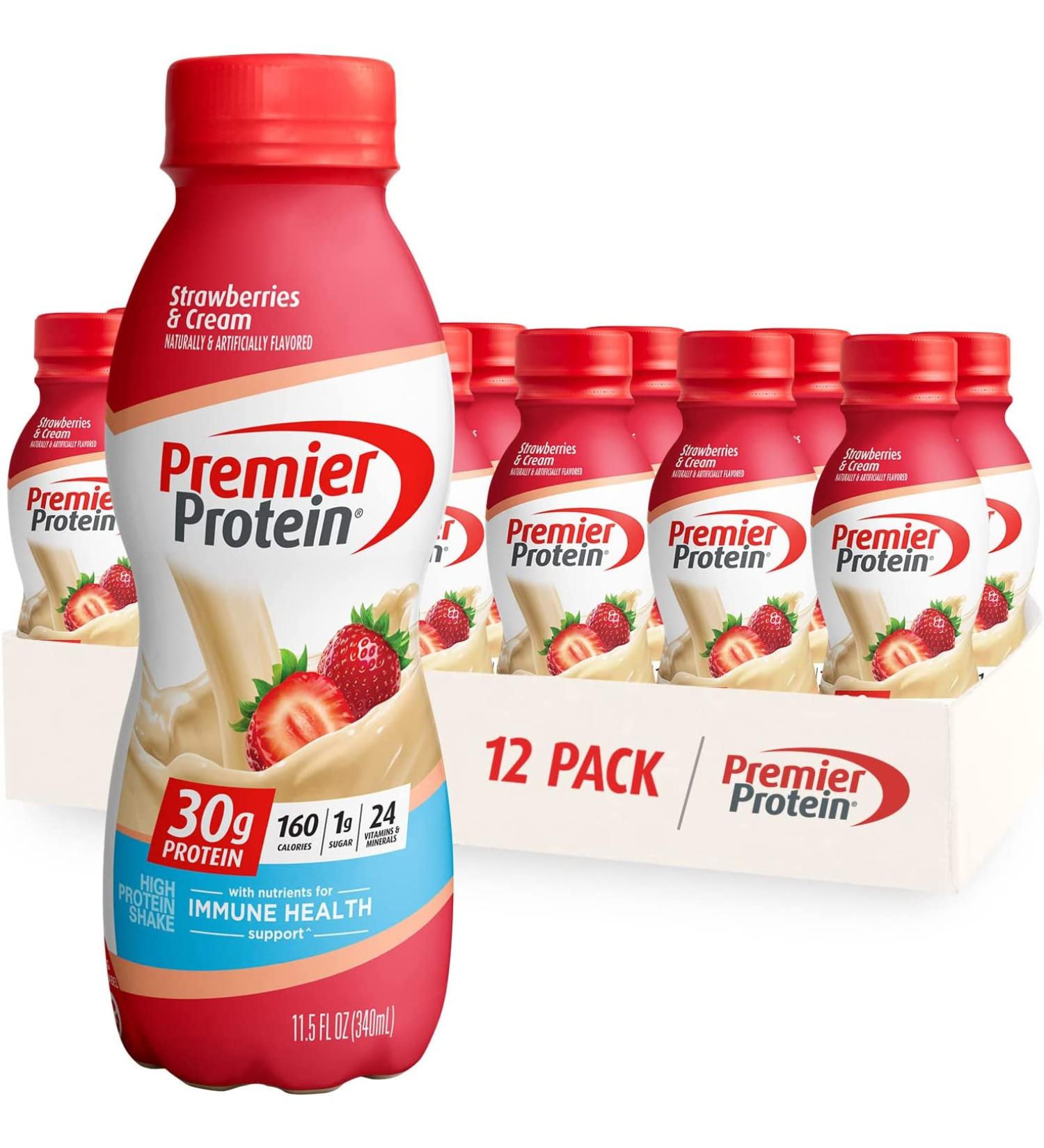Premier Protein Shake -24 Vitamins & Minerals/Nutrients to Support Immune Health - Strawberries - Pack of 12 - Buy Online on GoSupps.com