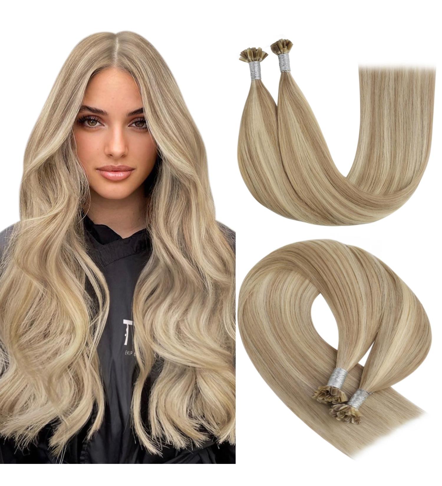 Youngsee Bonding Extensions - Real Hair U-Tip Extensions 40 cm Gold/Blond #16/22 - 50g Remy Hair for Effortless Styling - Buy Online on GoSupps.com