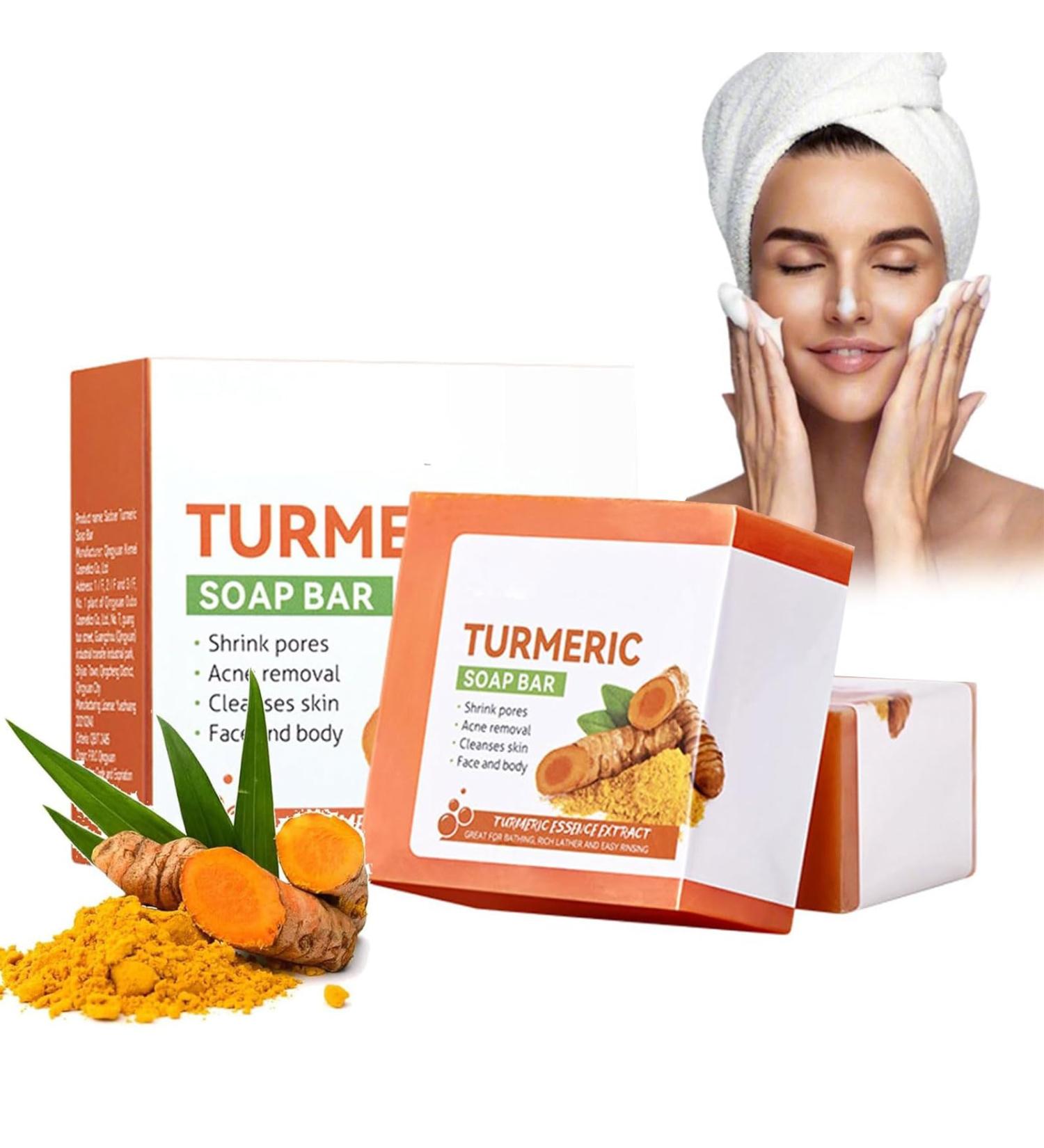Turmeric Soap Bar Kojic Acid Soap Turmeric Soap Bar Turmeric Brightening Soap Turmeric Soap Bar for Face & Body Natural Turmeric Skin Soap Remove Acne Blackheads Dark Spot for Deep Cleansing - Buy Online on GoSupps.com