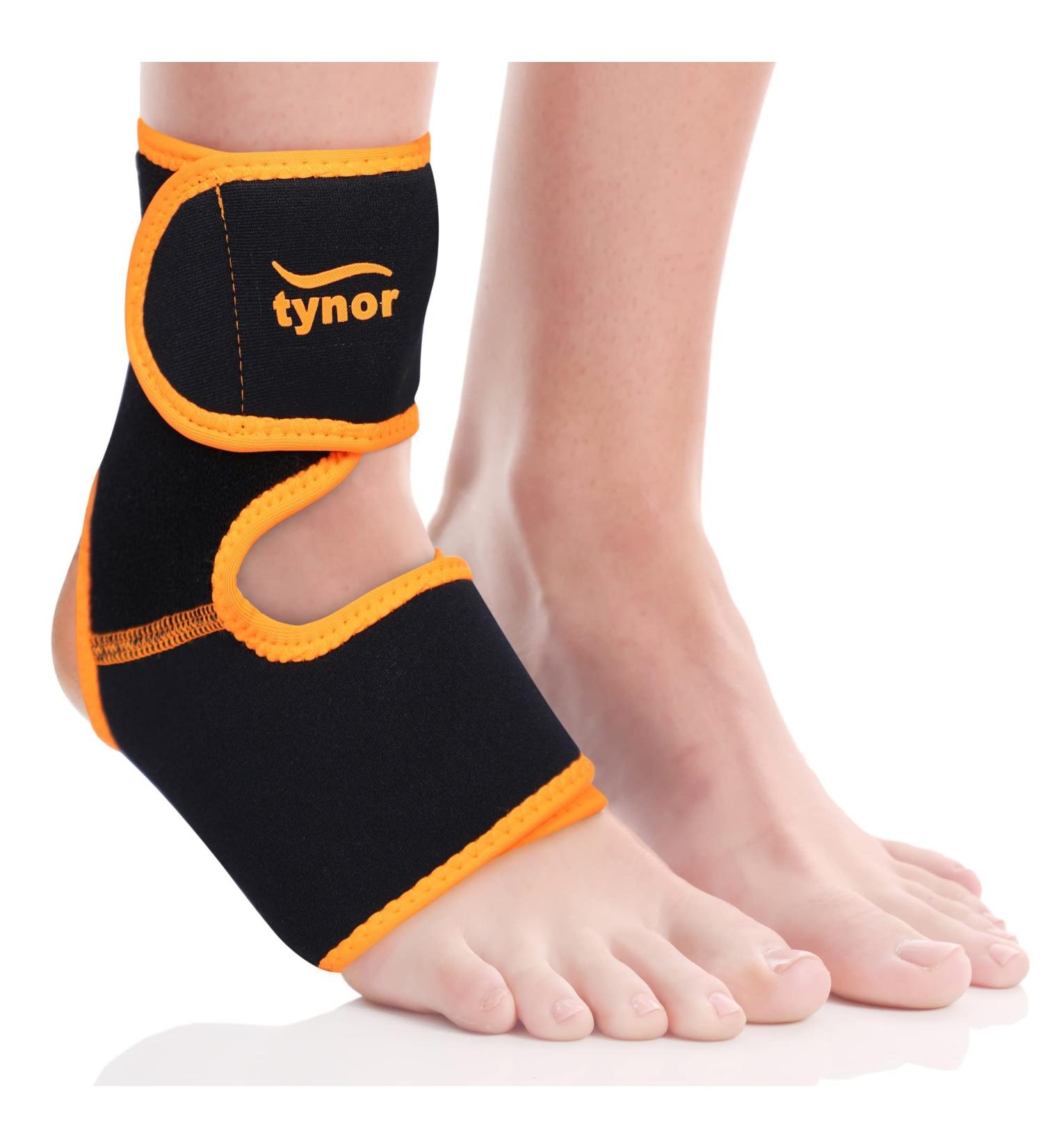 TYNOR Ankle Brace for Men & Women - Breathable Neoprene Compression Sleeve for Sprains Plantar Fasciitis & Sports - Adjustable Wrap - One Size - Premium Orange - Buy Online on GoSupps.com