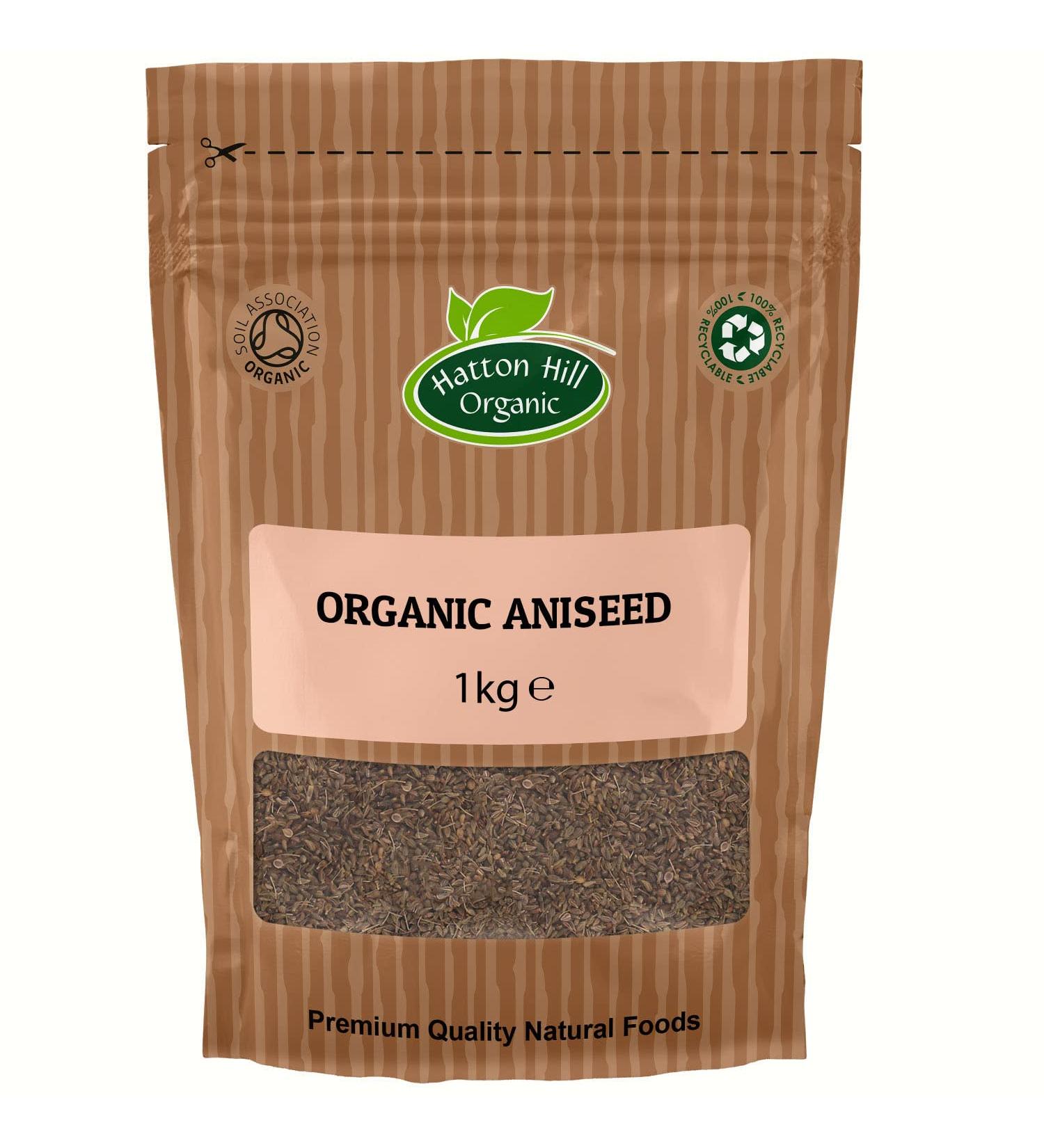 Organic Aniseed (Anise) 1kg by Hatton Hill | Whole Anise Seeds Raw Dried Non-GMO - Perfect for Herbal Tea, Baking, or Desserts - Pimpinella Anisum - Buy Online on GoSupps.com