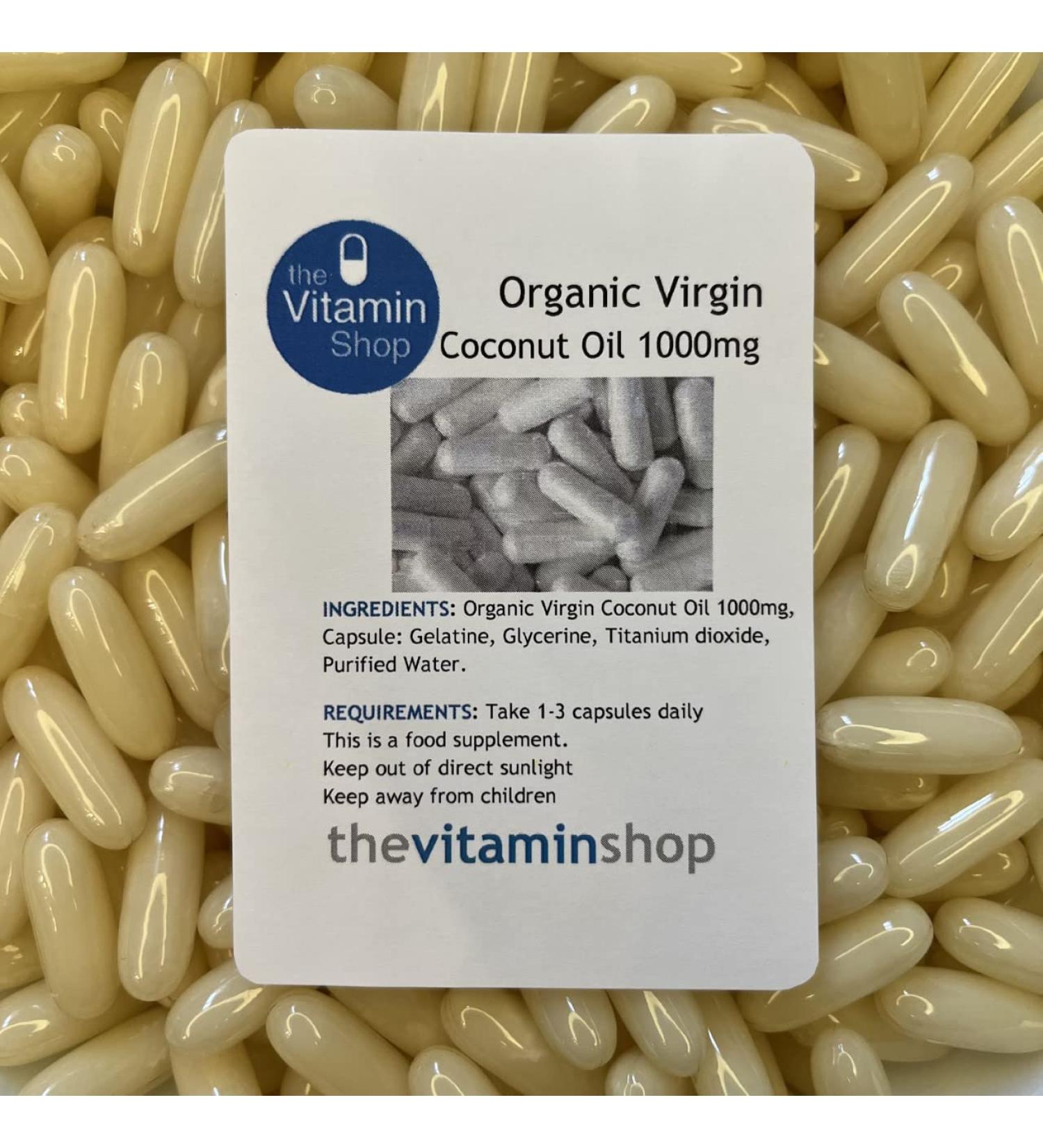 Organic Virgin Coconut Oil 1000mg. Grip Sealed Healthy Fresh. Same Day Fast Royal Mail Secure Dispatch (60) - Buy Online on GoSupps.com