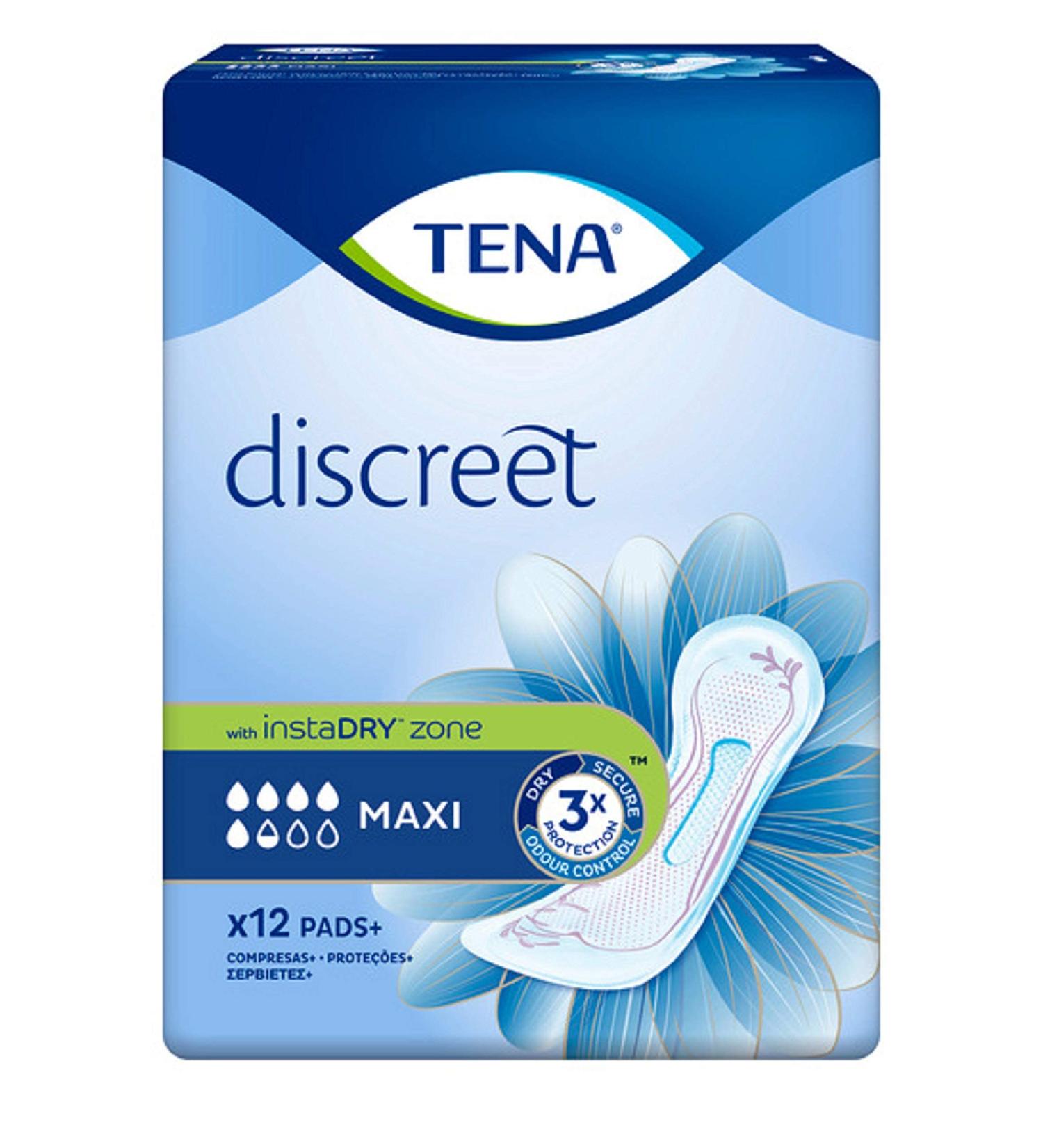 Tena Lady Maxi - 12 Absorbent Pads for Women | Comfort & Discreet Protection | International Shipping Available - Buy Online on GoSupps.com