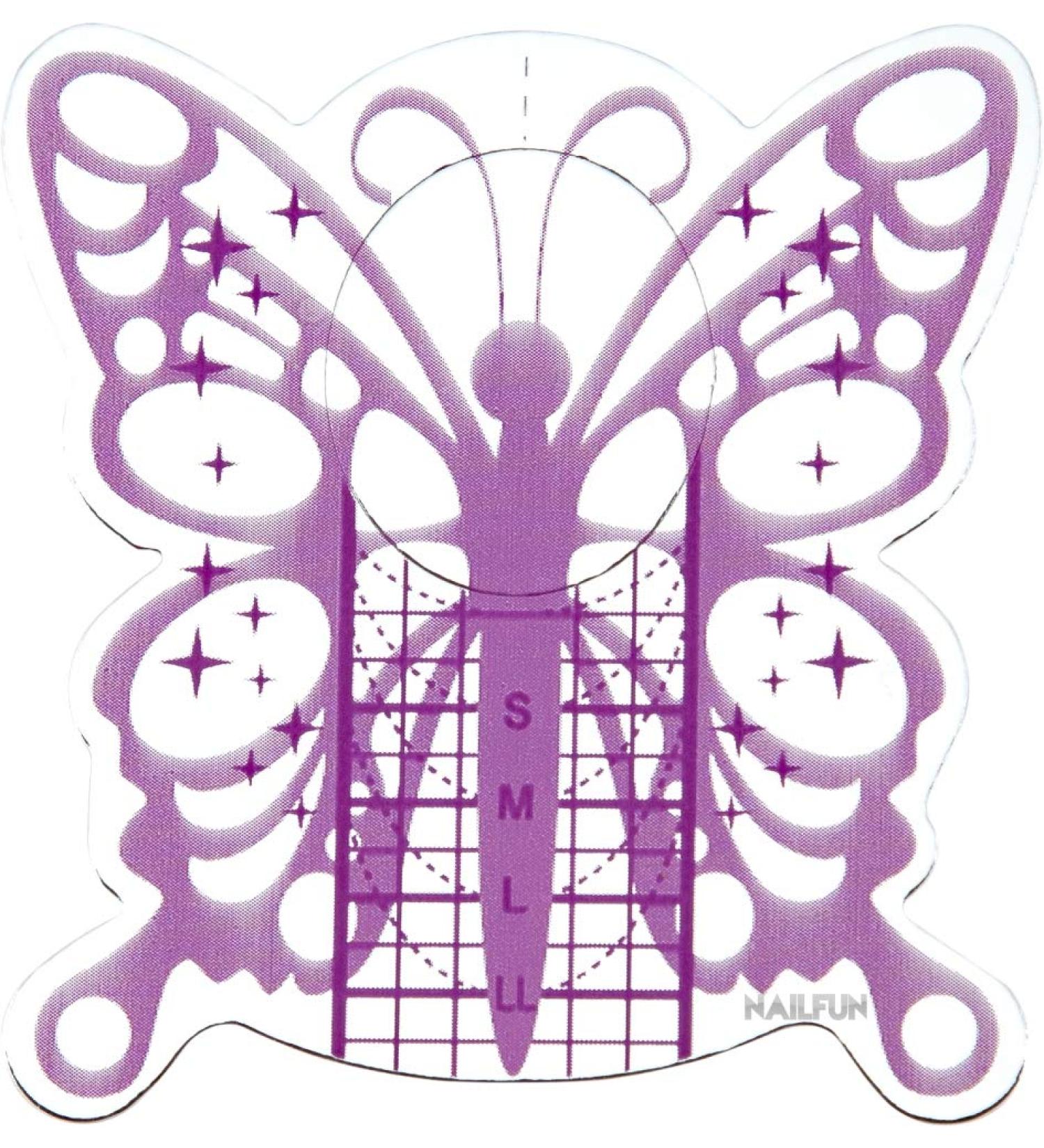 1 pack (50 pieces) self-adhesive BUTTERFLY silver purple modelling stencils for artificial fingernail modelling