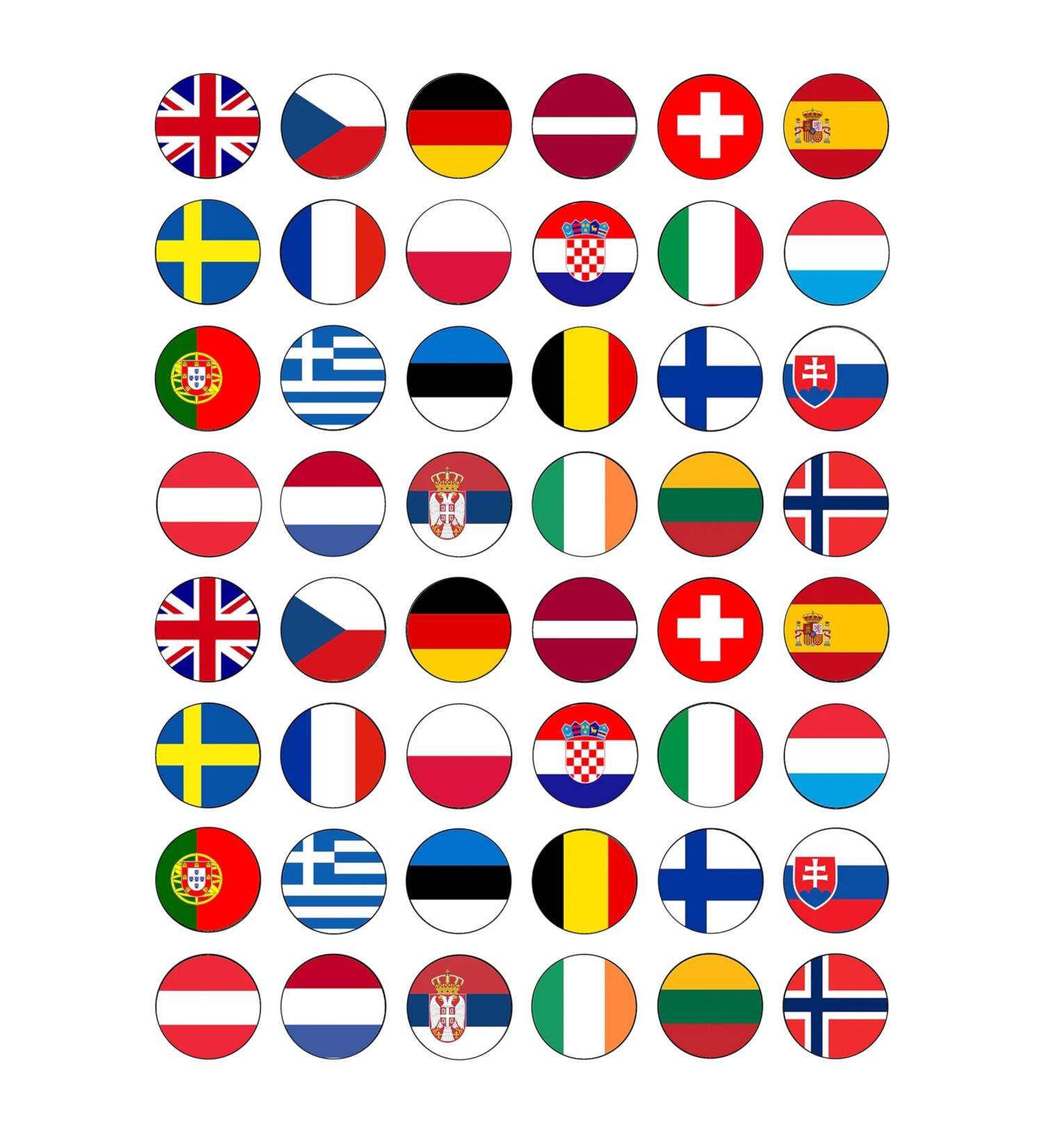 48 Europe European Eurovision Flags Edible Wafer Paper Cake Toppers Decorations - Olympics