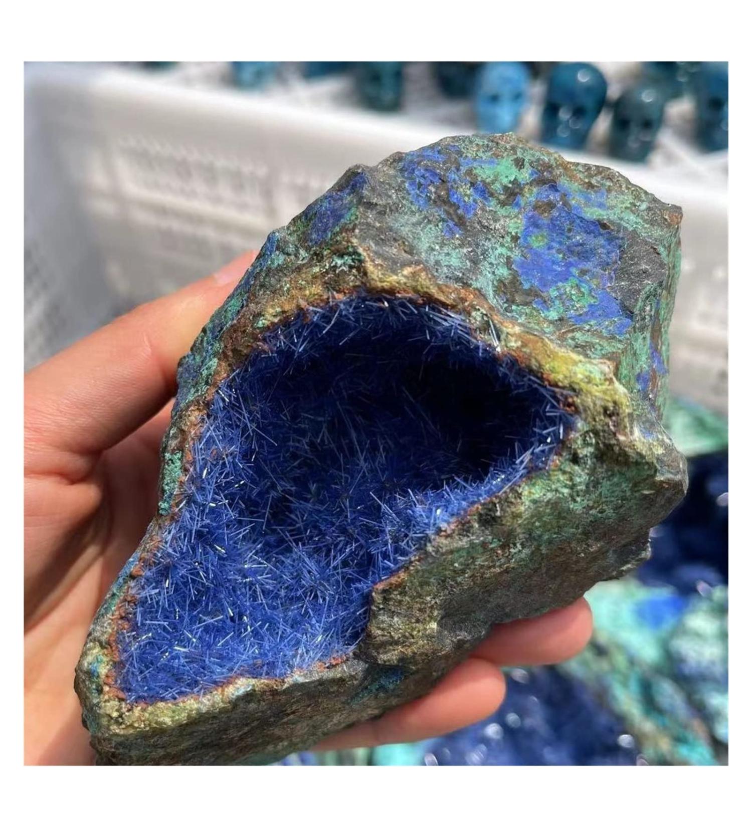 Natural Crystal Rough Natural Azurite Raw Gemstone Needle Cluster Malachite Geode Crystal Stone Collectible 1pc 400-500g - Buy Online on GoSupps.com