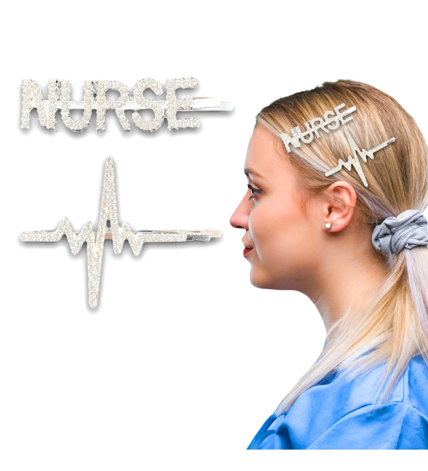 Nurse Hair Bling 2pc Hair Pin Set - RN/LPN Graduation Gift for Women (Silver) - Buy Online on GoSupps.com