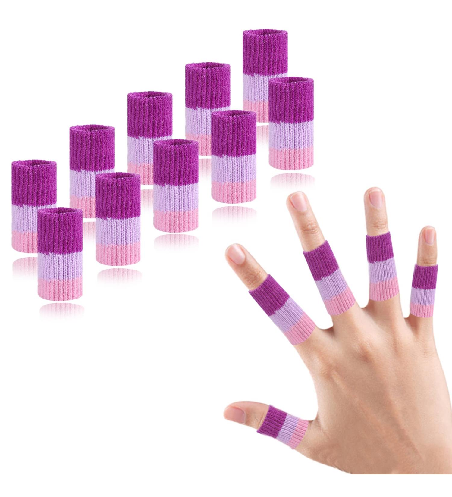Ednyzakrn 10-Piece Finger Protection Bandage Set | Stretchable Covers for Arthritis Injury & Swelling | Basketball Finger Guard in Purple & Pink - Buy Online on GoSupps.com