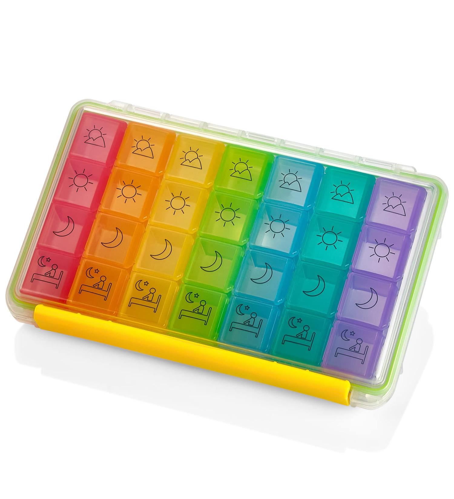 Weekly Pill Organizer | Portable 4x Daily AM/PM Case | Moisture-Proof 7-Day Medicine Holder for Vitamins & Medications - Buy Online on GoSupps.com