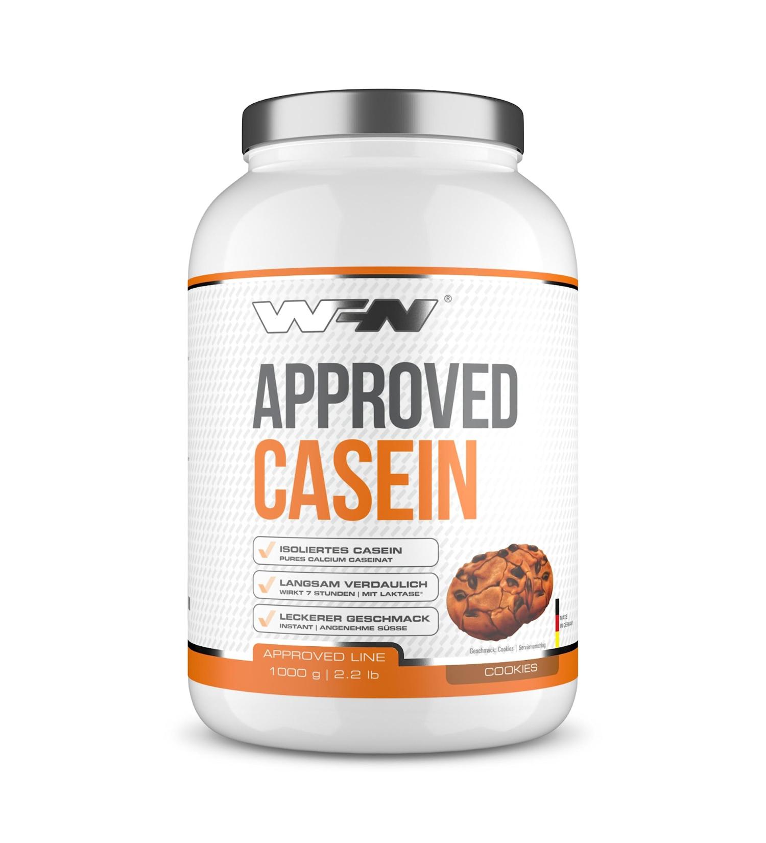 Wfn Approved Casein Protein Powder - 1kg Creamy Casein Shake - Very Well Soluble - 33 Portions - Made in Germany - Lab Tested Quality - Buy Online on GoSupps.com