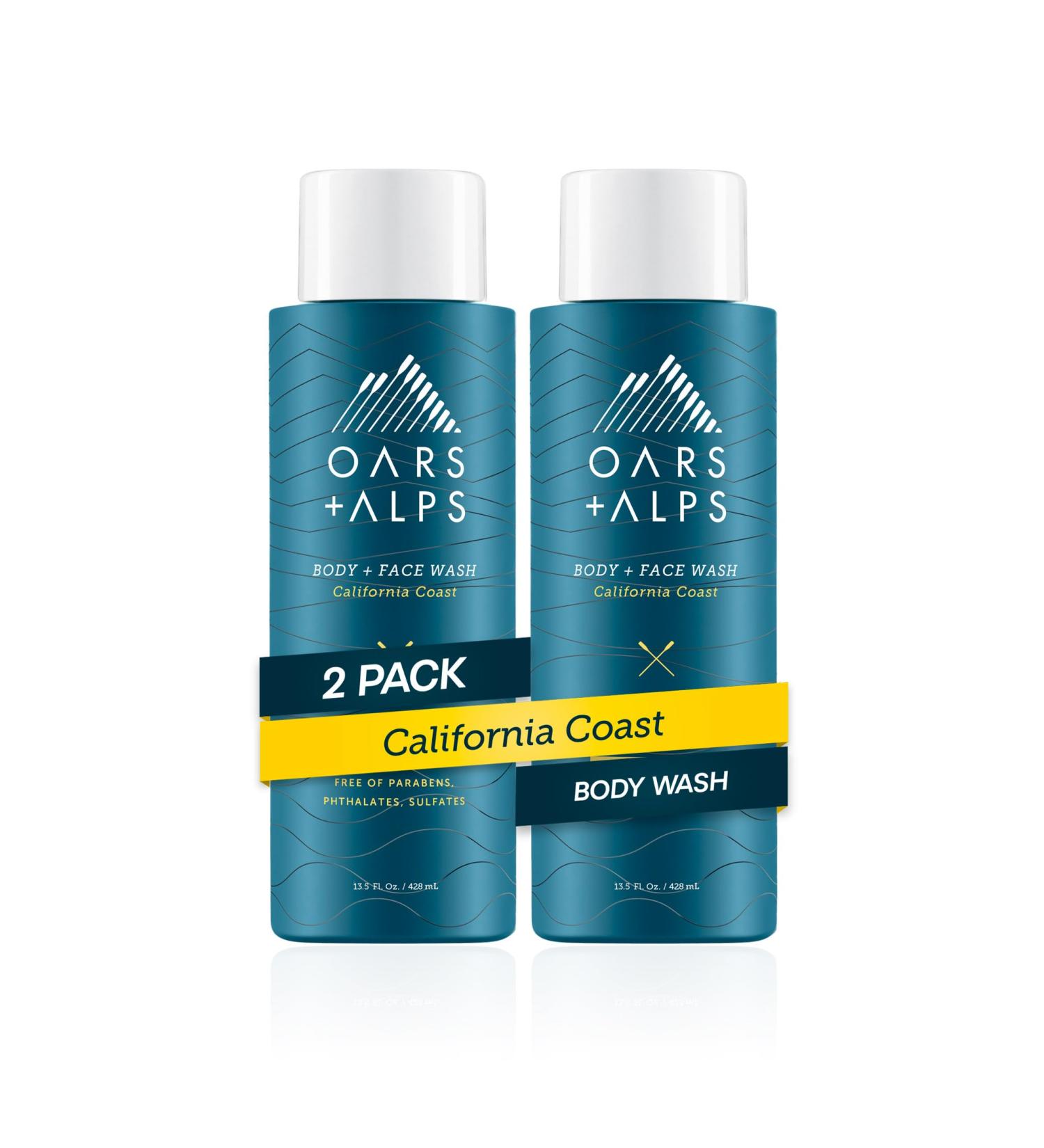 Oars + Alps Body Wash for Men Mens Body Wash with Vitamin E and Antioxidants Moisturizing Hydrating Paraben & Sulfate Free Cleanser California Coast 2pk 13.5 Fl Oz (2 Pack) California Coast - Buy Online on GoSupps.com