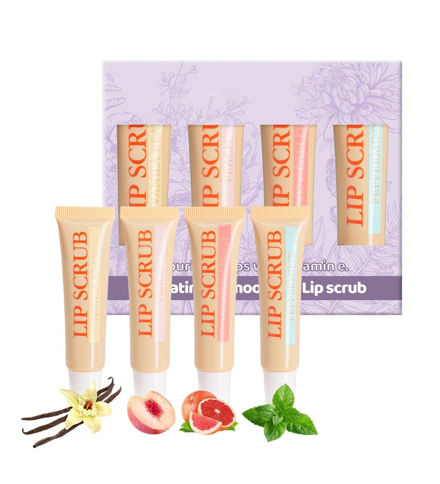 Lip Scrub Kit Exfoliating & Moisturizing Lip | Moisturizing Stick Exfoliating Lips 4X Lip Scrub Set Exfoliating Lip Care Products for Lip Care - Buy Online on GoSupps.com