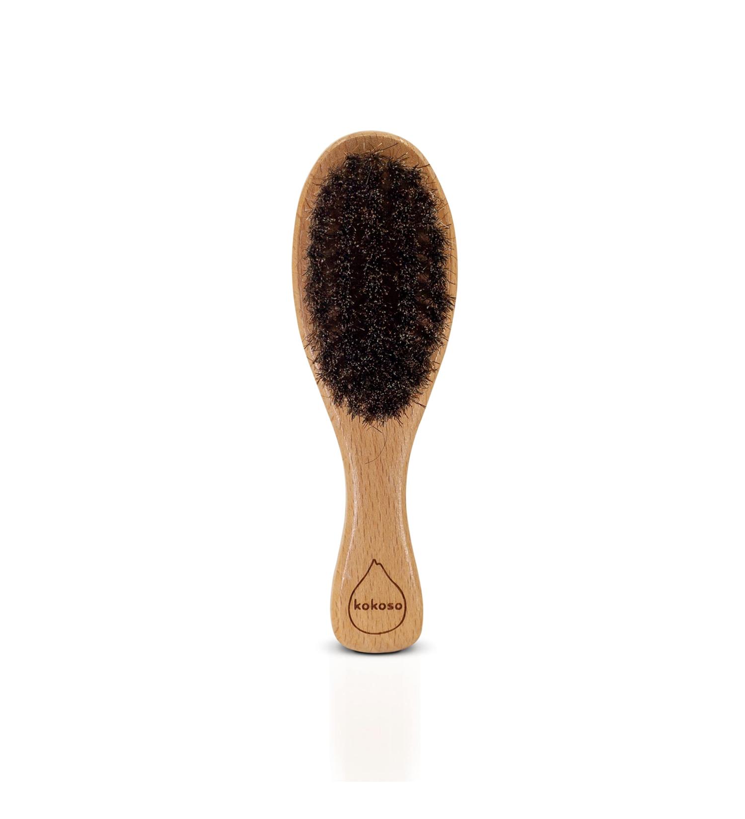 Kokoso Baby Wooden Brush - Natural Horse Hair Bristles for Delicate Scalp Massage - Removes Flakes and Scales - Plastic-Free - Buy Online on GoSupps.com