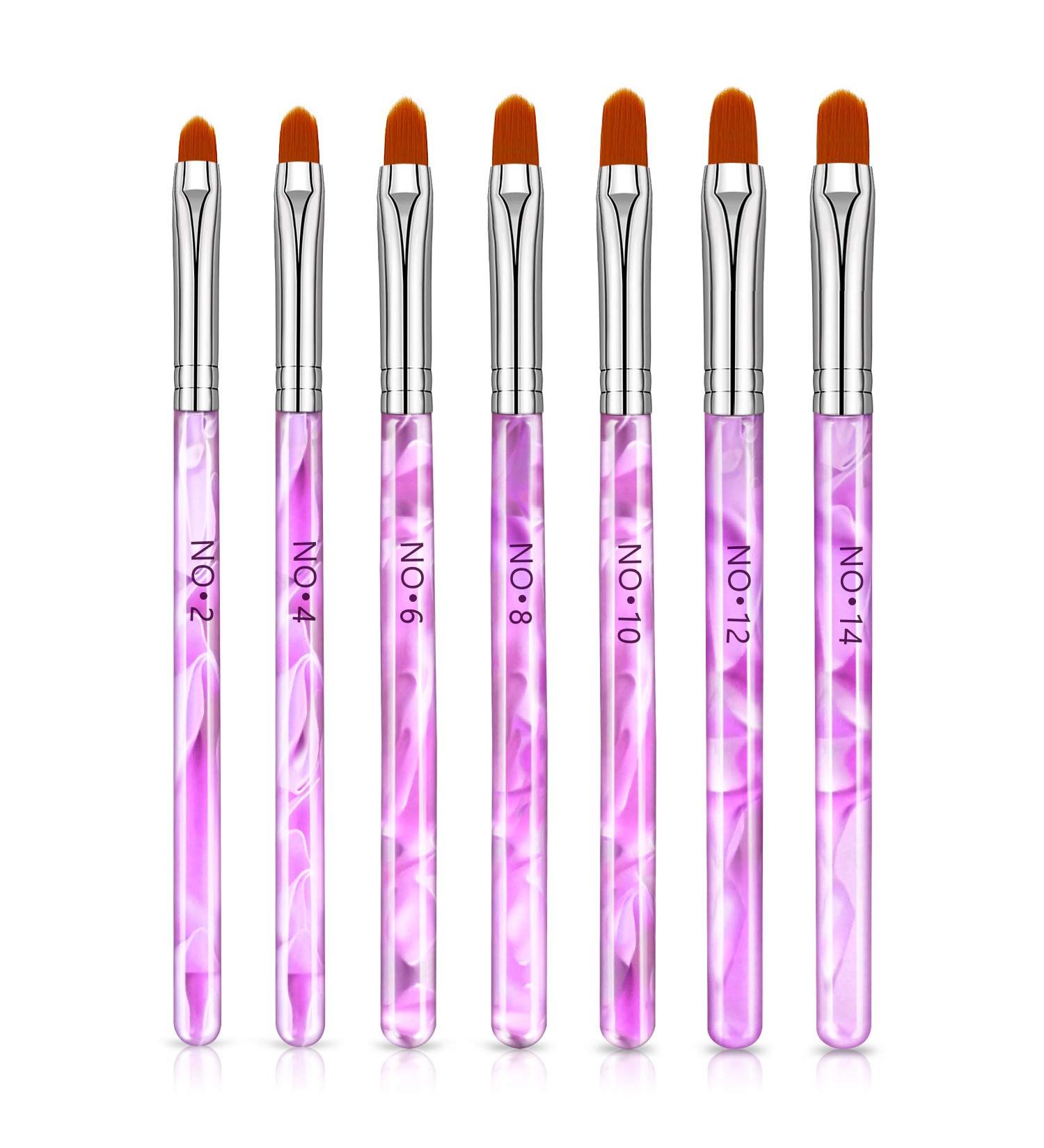7 Pieces Nail Art Builder Brush Set - UV Gel & Acrylic Painting Pen in Purple - Buy Online on GoSupps.com