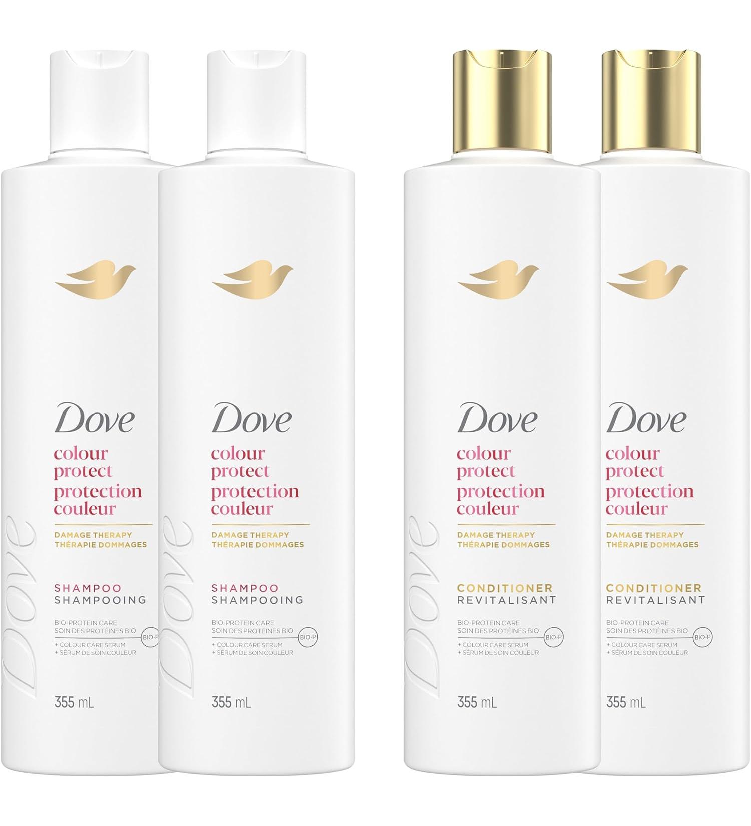 Dove Colour Protect Shampoo & Conditioner for coloured hair with Bio-Nourish Complex for everyday hair care 355 ml (Pack of 4: 2 Shampoos + 2 Conditioners) Colour Care Shampoo + Conditioner 355 ml (Pack of 4) - Buy Online on GoSupps.com