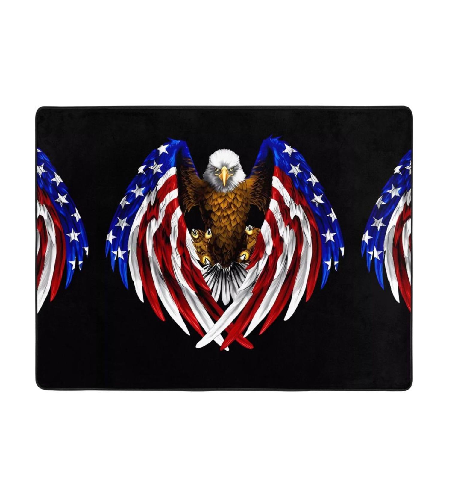 USA Flag Patriotic Eagle Flannel Non-Slip Floor Mat | Comfortable Lint-Free Relieves Foot Pressure | 63x48 Inches - Perfect for Any Occasion - Buy Online on GoSupps.com