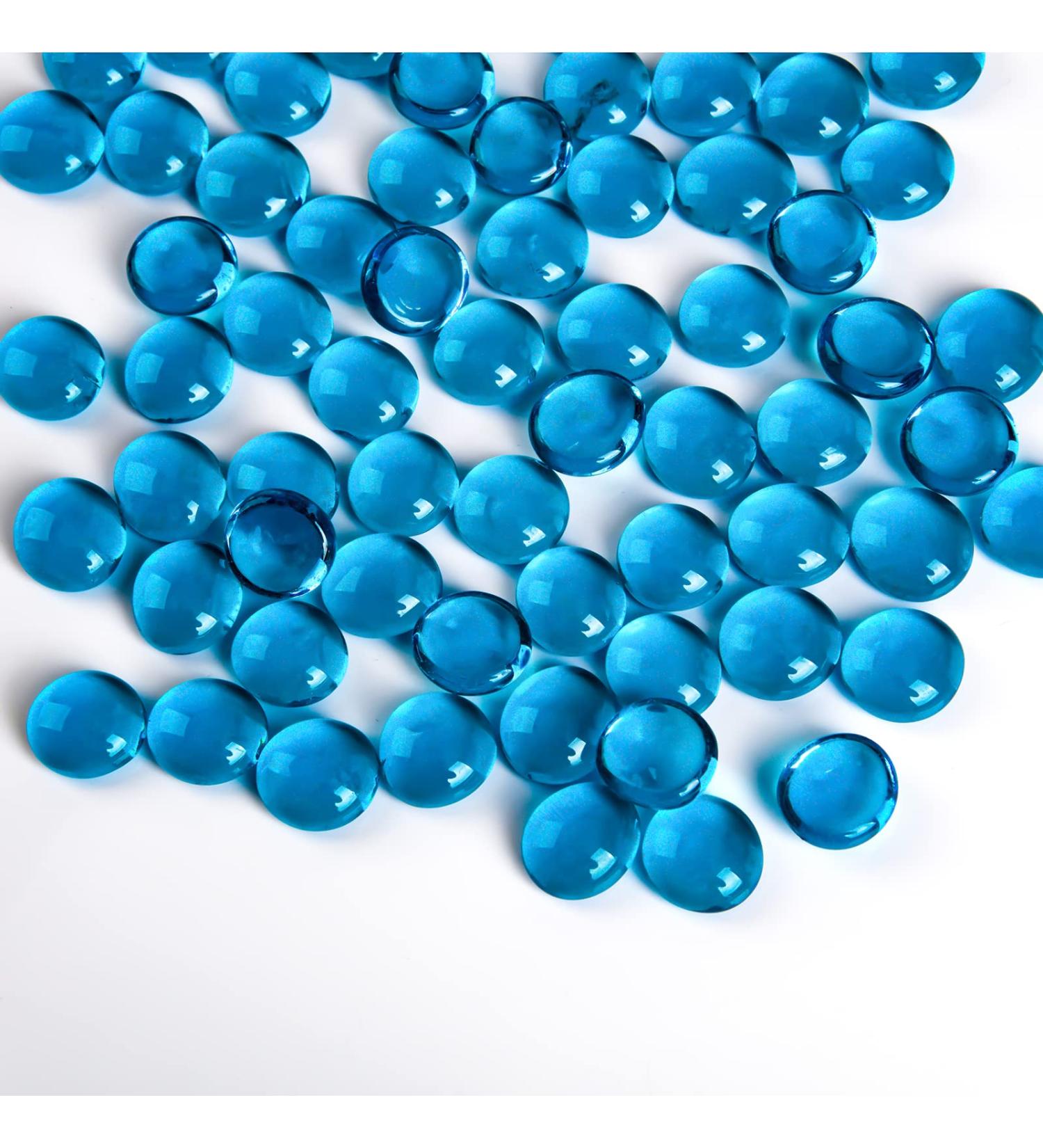 Hisredsun 260 Sea Blue Glass Pebbles - Flat Marble Pearls for Aquariums Flowerpots & Landscaping - 1.35 kg Decorative Stones - Buy Online on GoSupps.com