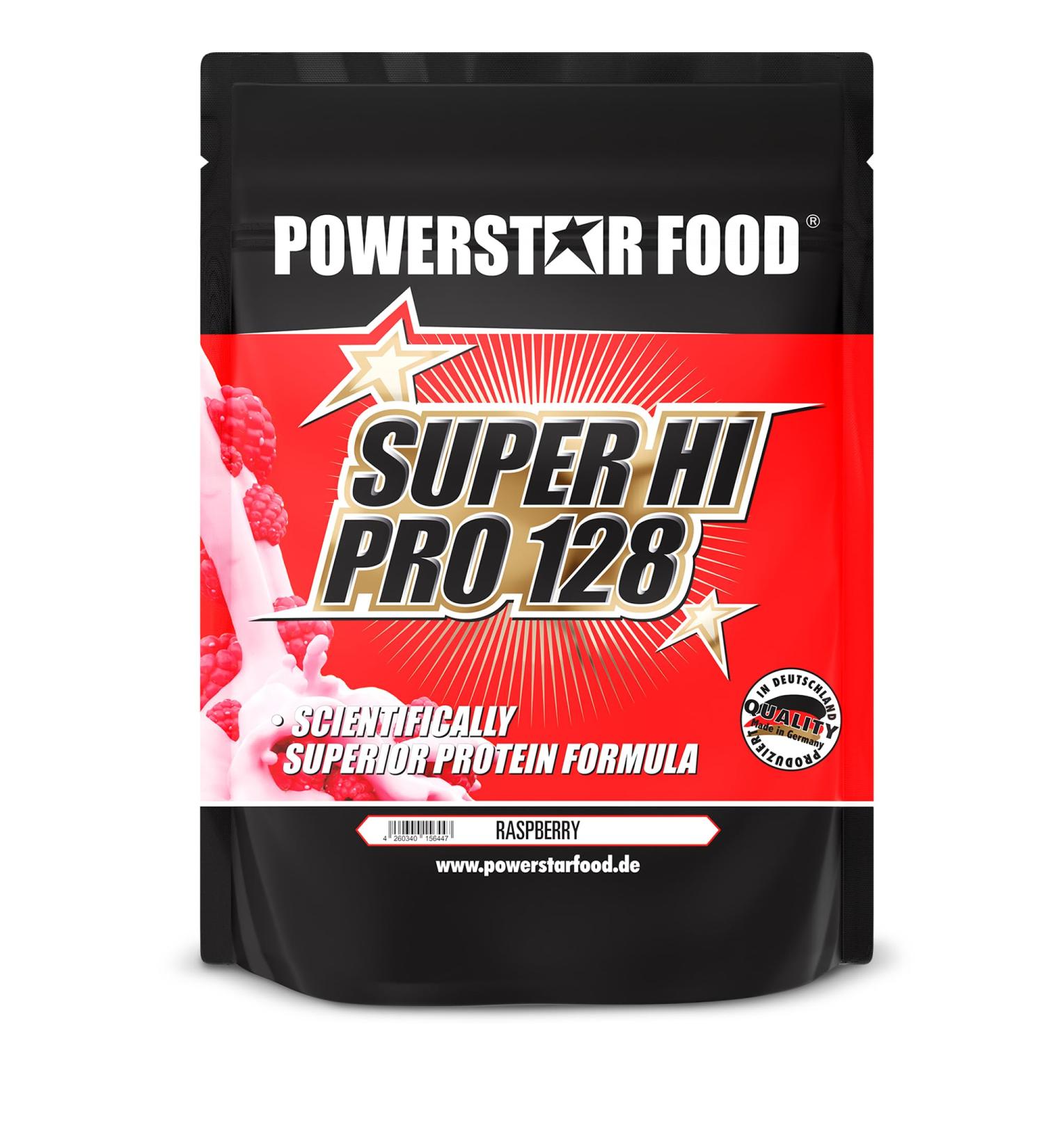 Powerstar Super Hi Pro 128 - Multi-Component Raspberry Protein Powder 1kg | 80% Protein for Muscle Building & Weight Loss - Buy Online on GoSupps.com
