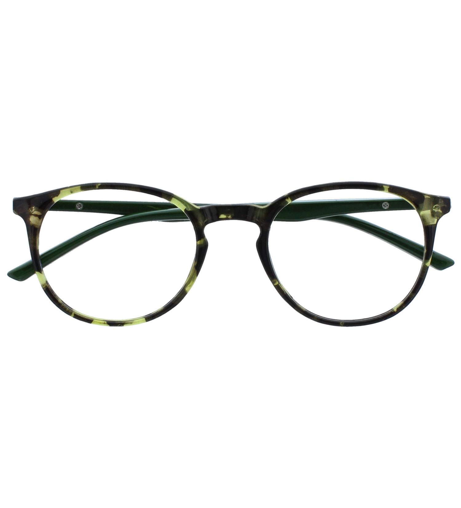 Opulize Green Tortoiseshell Reading Glasses | Large Round Comfort Fit | Unisex | Spring Hinges | +1.00 Magnification | Moss Green Arms - Buy Online on GoSupps.com