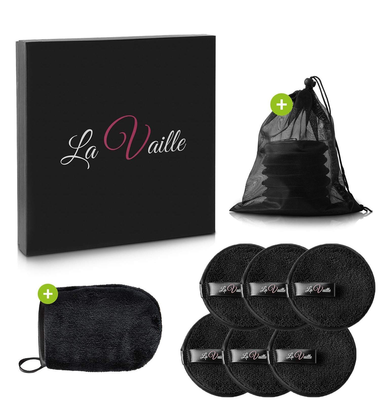 Lavailla Premium Washable Microfiber Slurry Pads - 6 Pack Makeup Remover with Glove Laundry Bag & Care Guide | Eco-Friendly Reusable Cotton Pads - Buy Online on GoSupps.com