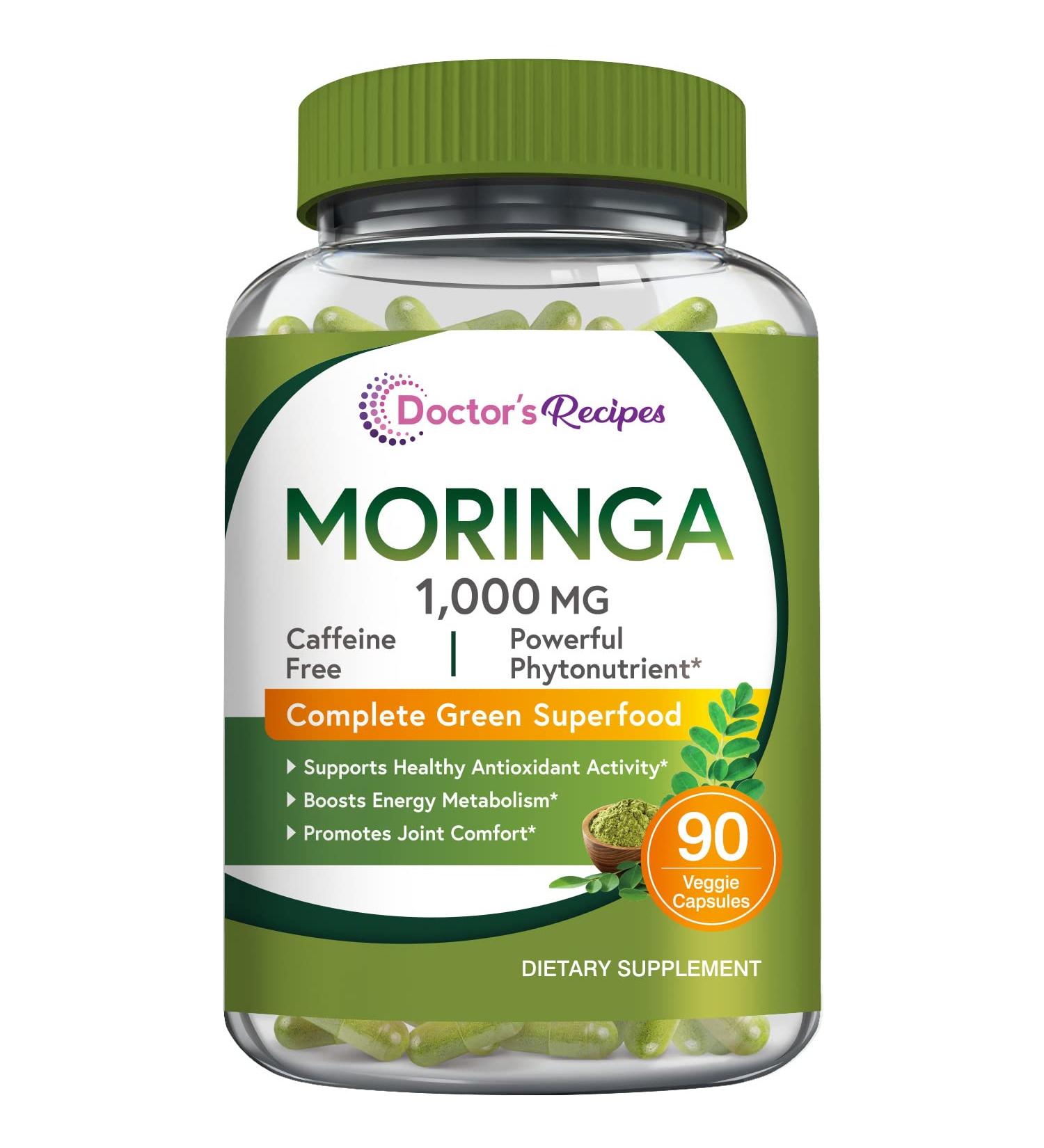 Buy Doctor's Recipes Organic Moringa 10 800 mg - Pure Superfood Non-GMO Vegan Caps | Natural Antioxidant Support - Buy Online on GoSupps.com