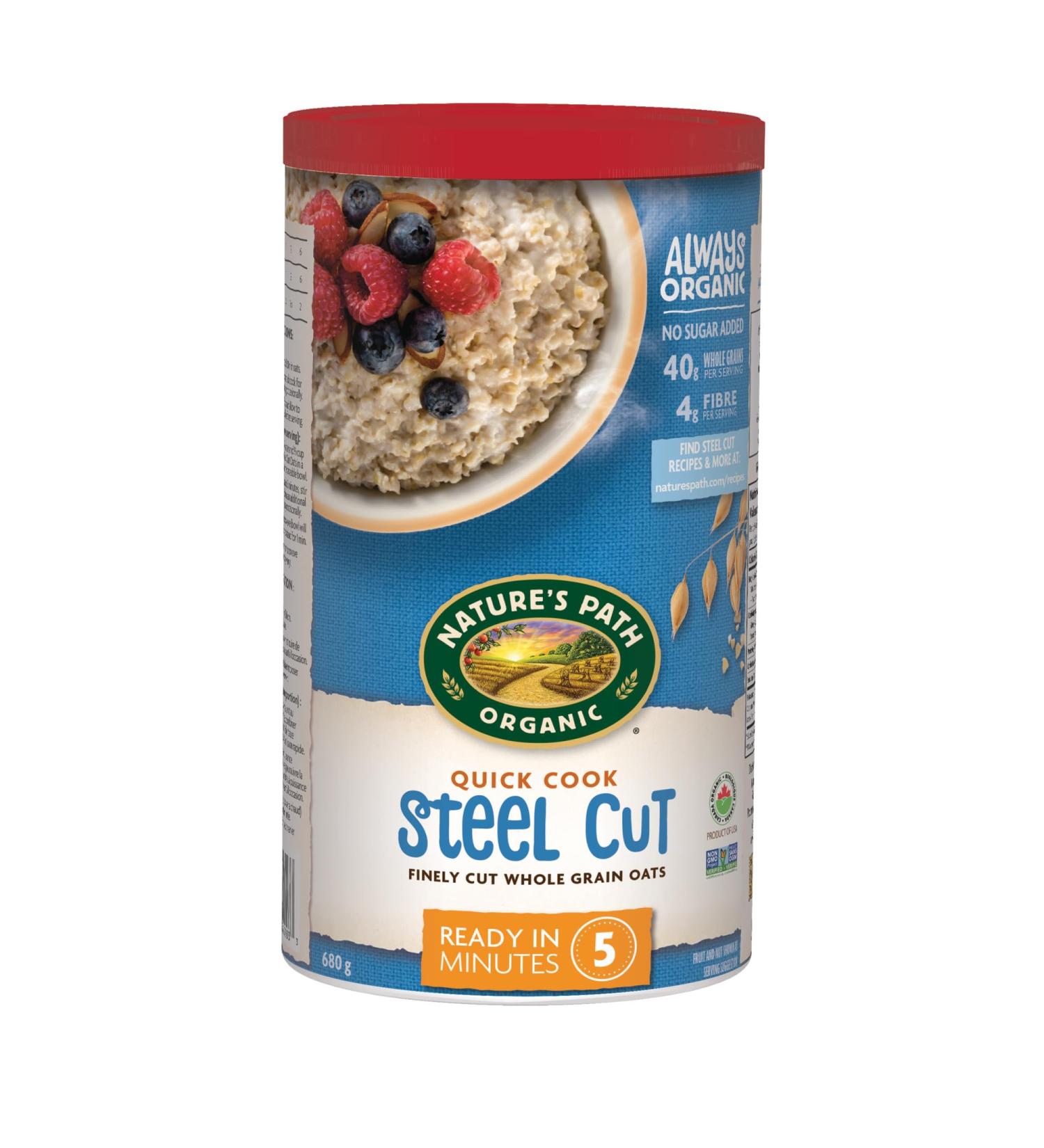 Nature's Path Organic Quick Cook Steel Cut Oatmeal 680 g (Pack of 6) Non-GMO - Buy Online on GoSupps.com