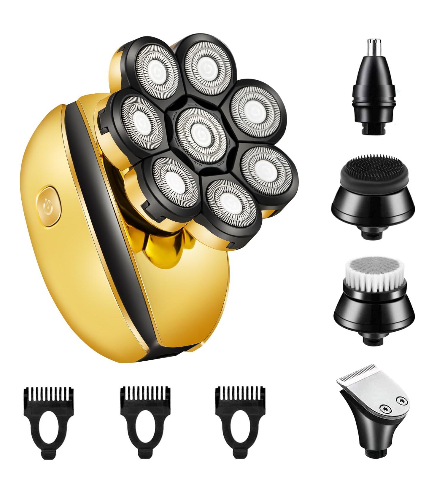 Best Head Shavers for Bald Men - 8D Rotary Electric Shaver & Beard Trimmer Kit (Golden - Buy Online on GoSupps.com