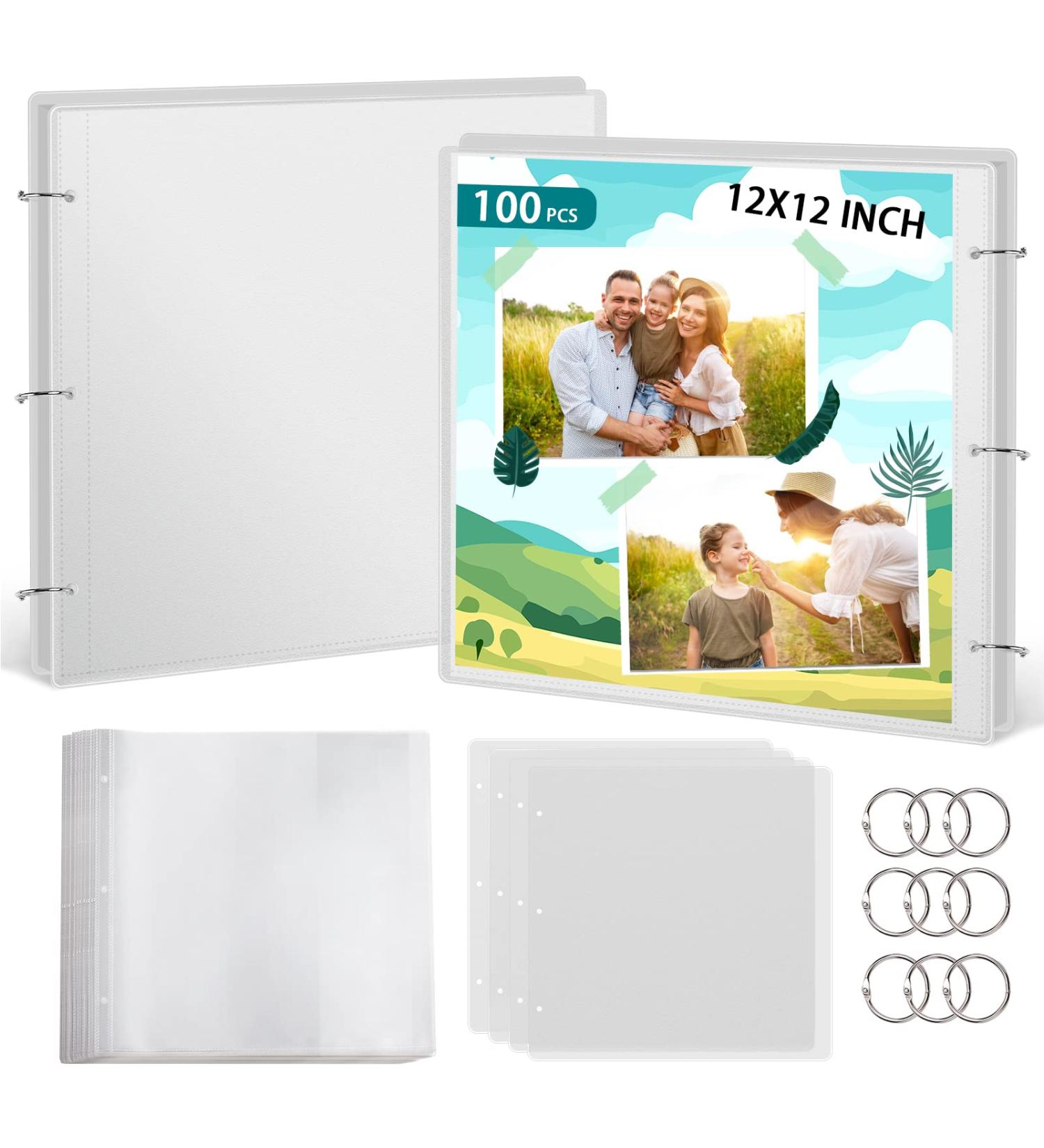 Caydo 100 Pack Scrapbook Refill Pages with 9 Pieces Binder Rings Fits 3 Ring Scrapbooking Binders and Standard 12x12 Inch Scrapbook Paper Albums Acid Free PVC Free Scrapbook Page Protectors - Buy Online on GoSupps.com