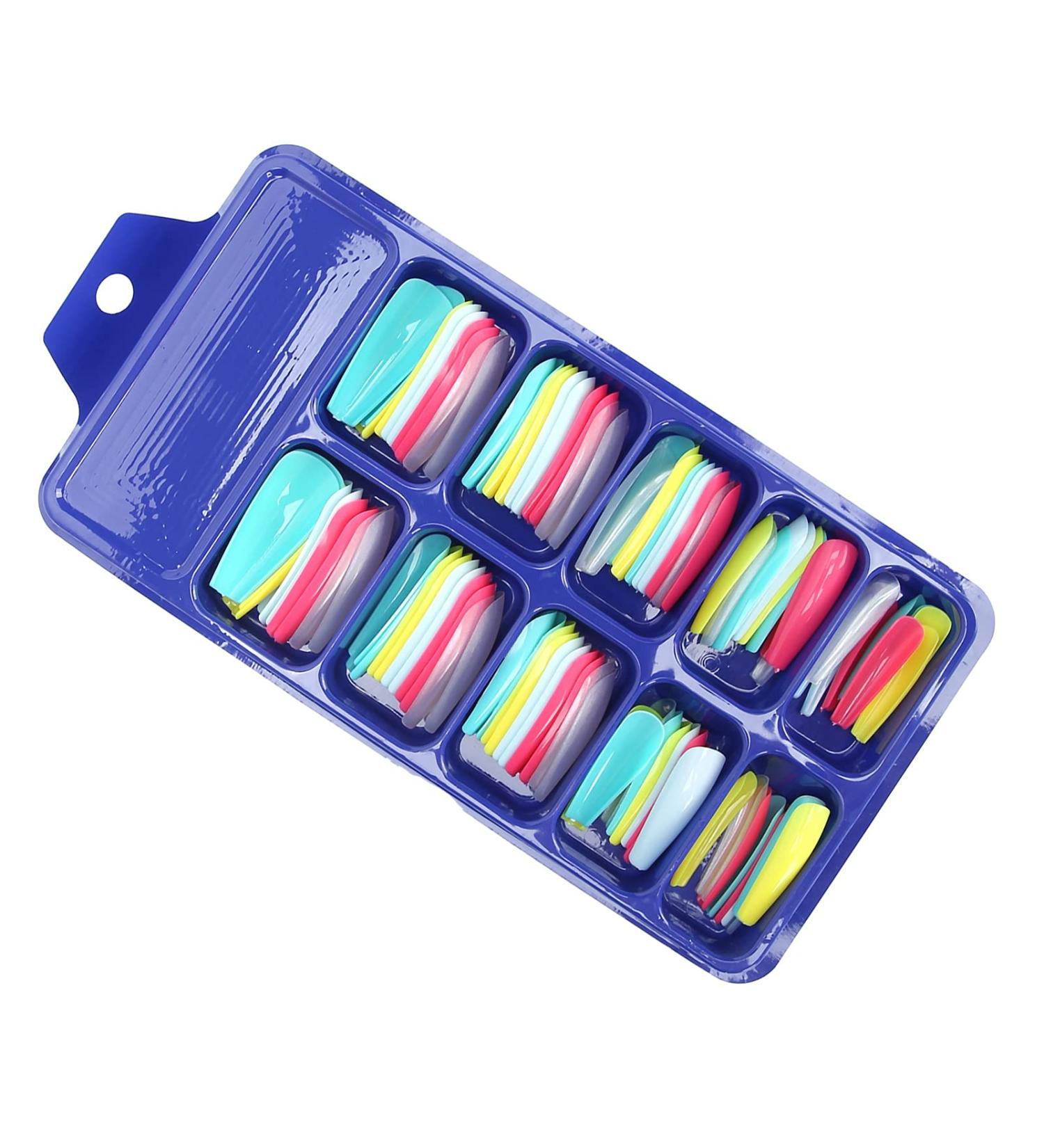 Press On Nails Fake Nails Set Pure Color Full Cover Nail Tip False Nail Tip Girls Fake Nails Ballerina False Gel Nails Art Tips False Nails for Women Girls Kids DIY Nail (02) - Buy Online on GoSupps.com