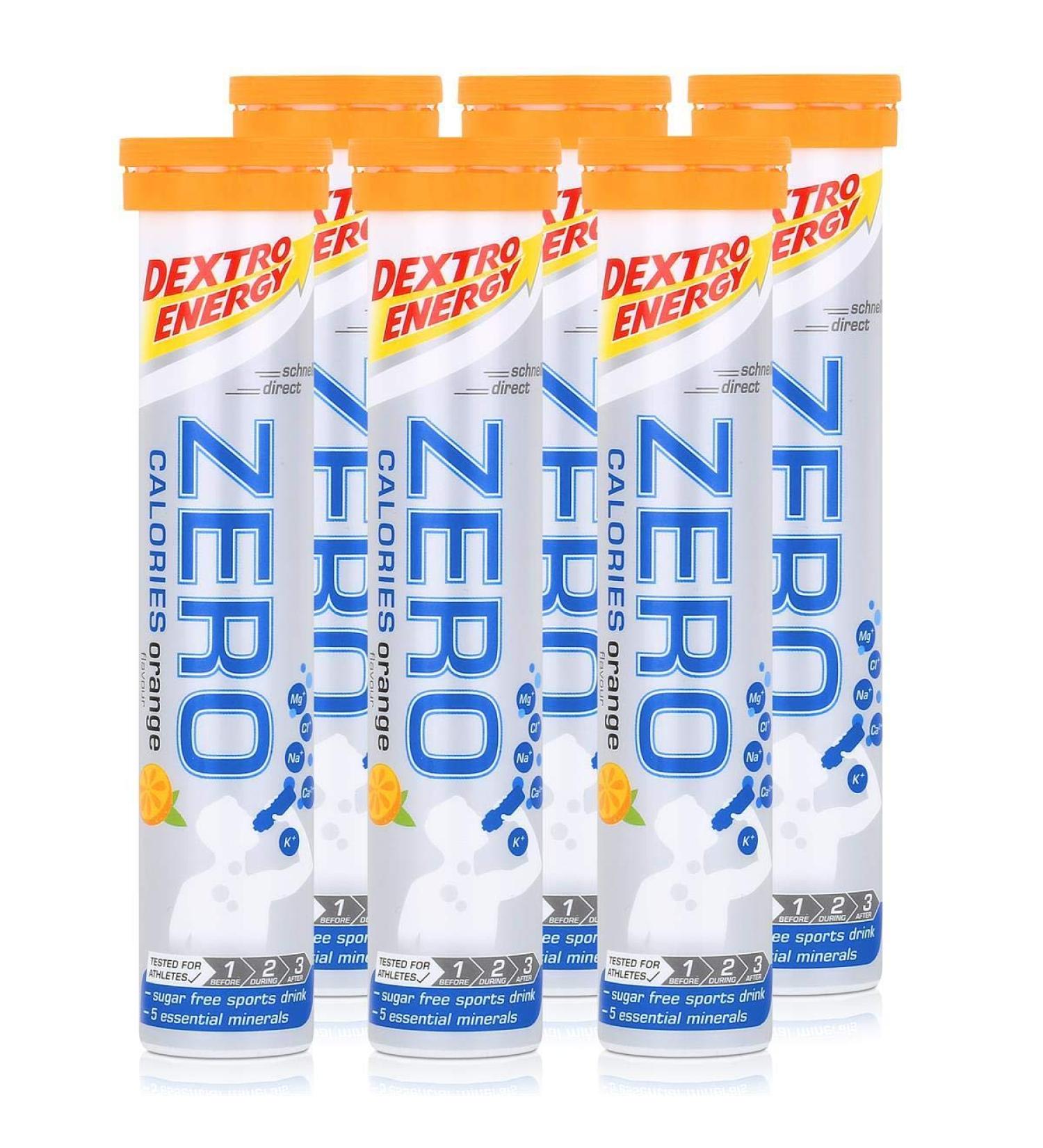 Dextro Energy Zero Calories effervescent tablets orange flavor 80g 6pack