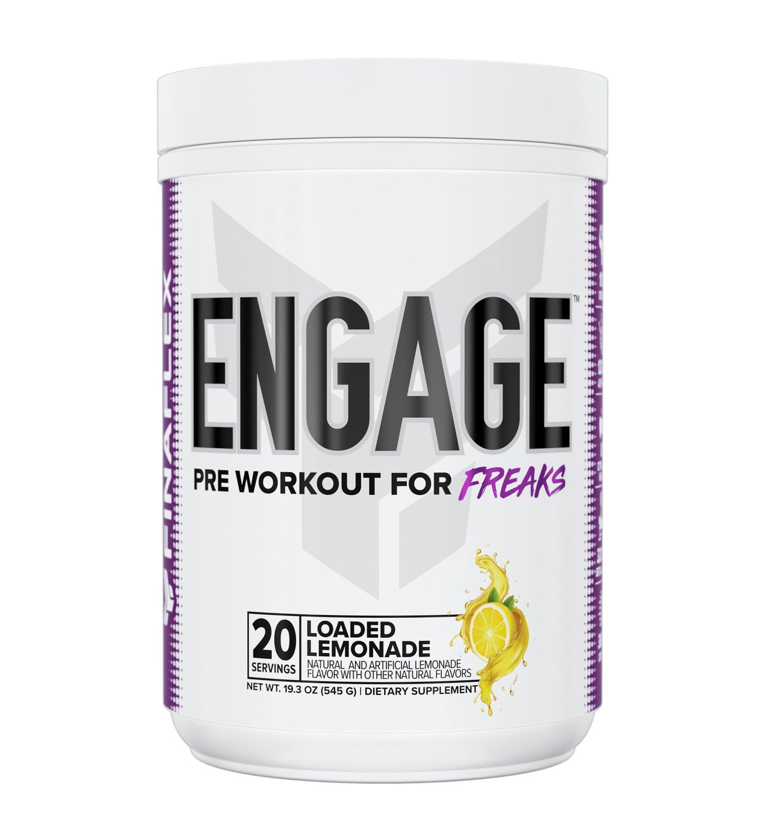 FINAFLEX Engage Pre Workout Loaded Lemon - Train Harder Longer & Stronger - Includes Creatine Beta-Alanine Alpha GPC Citrulline & Caffeine - 20 Servings - Buy Online on GoSupps.com