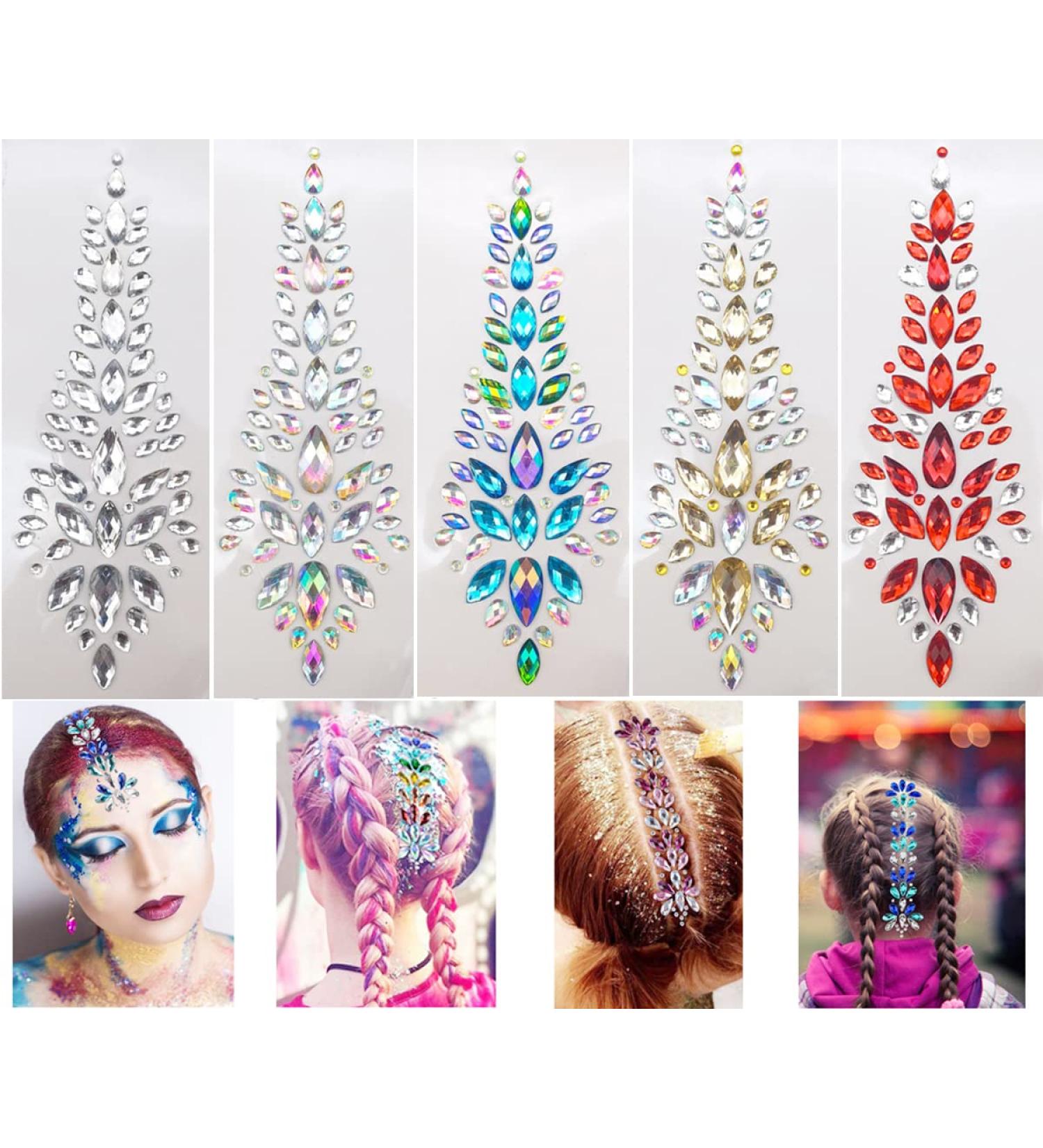 Festival Self-Adhesive Jewels Stickers - Mermaid Crystal Rhinestone Glitter Tattoos for Face, Body & Eyes - 5 Pcs Horse Eye Design - Buy Online on GoSupps.com