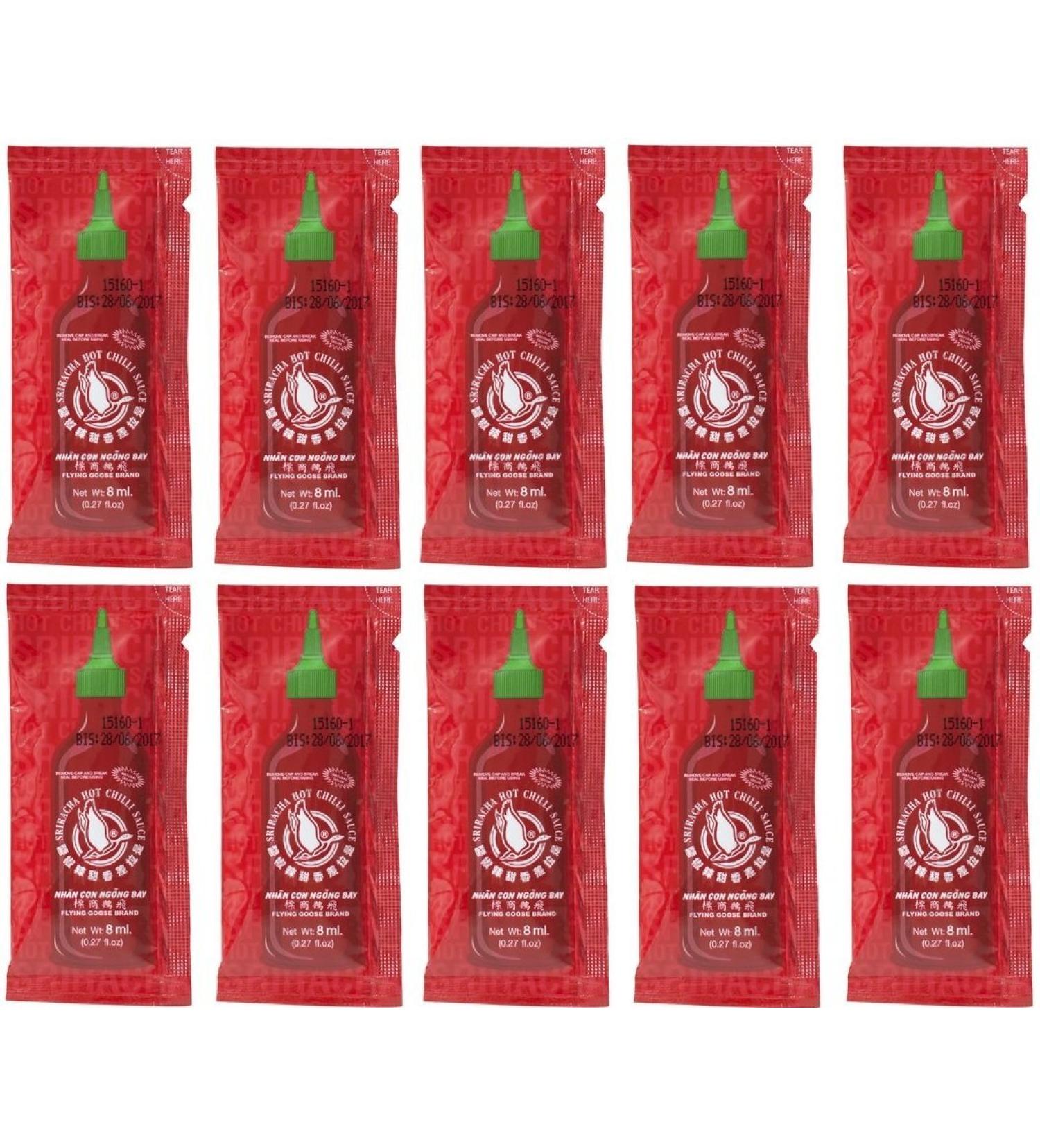 Flying Goose 20 x / 50 x / 100 x 8ml Sriracha Chili Sauce - Super Sharp - Hot Chili Sauce - Flying GOOSE (20)