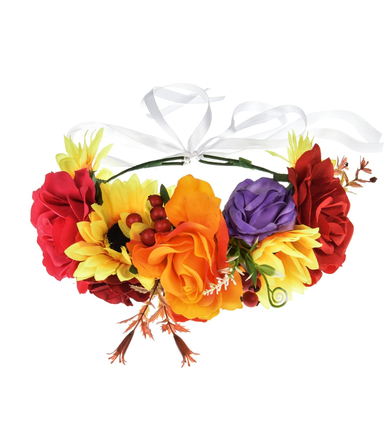 Floral Fall Day of the Dead Flower Crown FL-28 (Colorful) - Buy Online on GoSupps.com