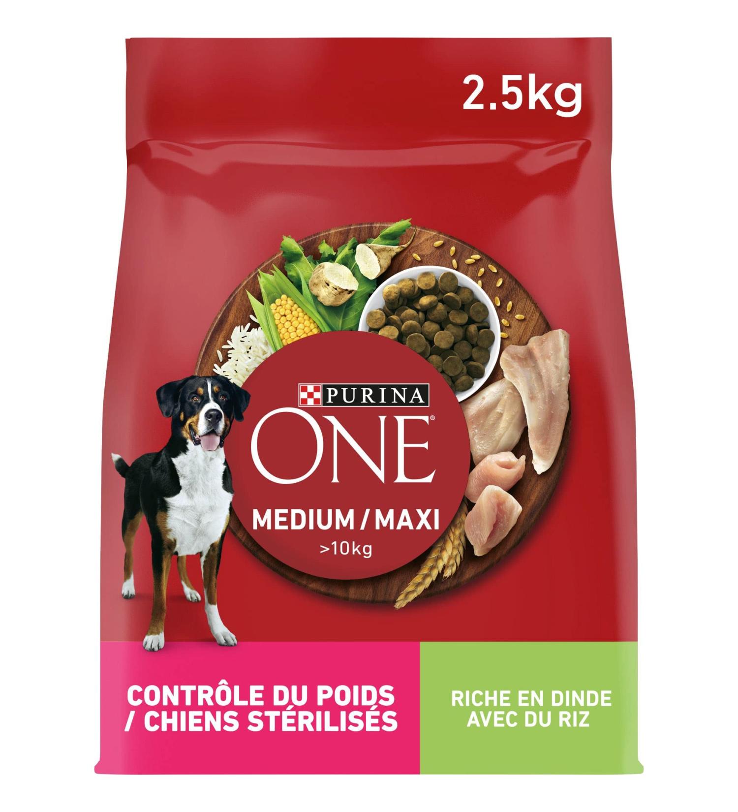 PURINA ONE Medium/Maxi 10kg | Weight Control Sterilized Dogs | Rich in Turkey Dry Food for Dogs | Adults | 2.5 Kg Bag - Buy Online on GoSupps.com