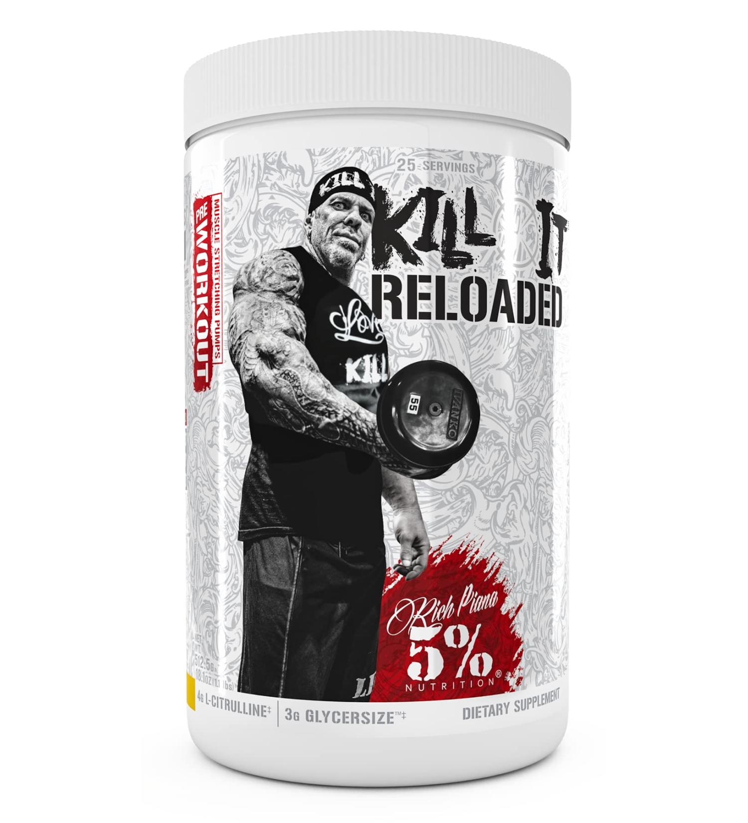 Rich Piana 5% Nutrition Kill It Reloaded Pre-Workout Beach Blast - Ultra Energy Focus Pumps Power & Endurance Supplement with Citrulline GlycerSize Nitrosigine Creatine Choline Huperzine A - Buy Online on GoSupps.com