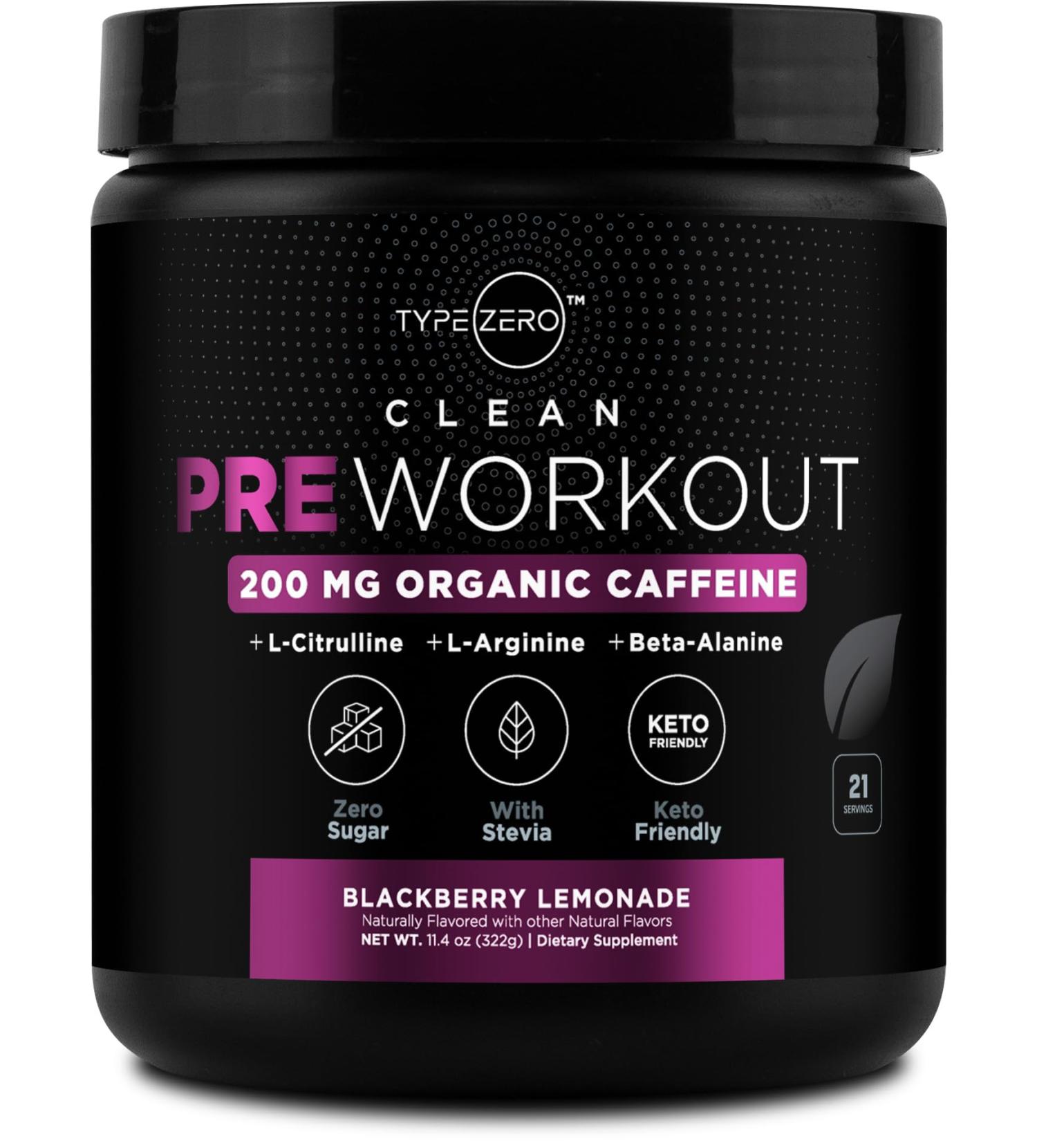 Type Zero Clean Pre Workout - Blackberry Lemonade | Boost Energy with Beet Root L-Arginine & L-Citrulline - Sugar Free & Organic Caffeine | 11.3 oz - Buy Online on GoSupps.com
