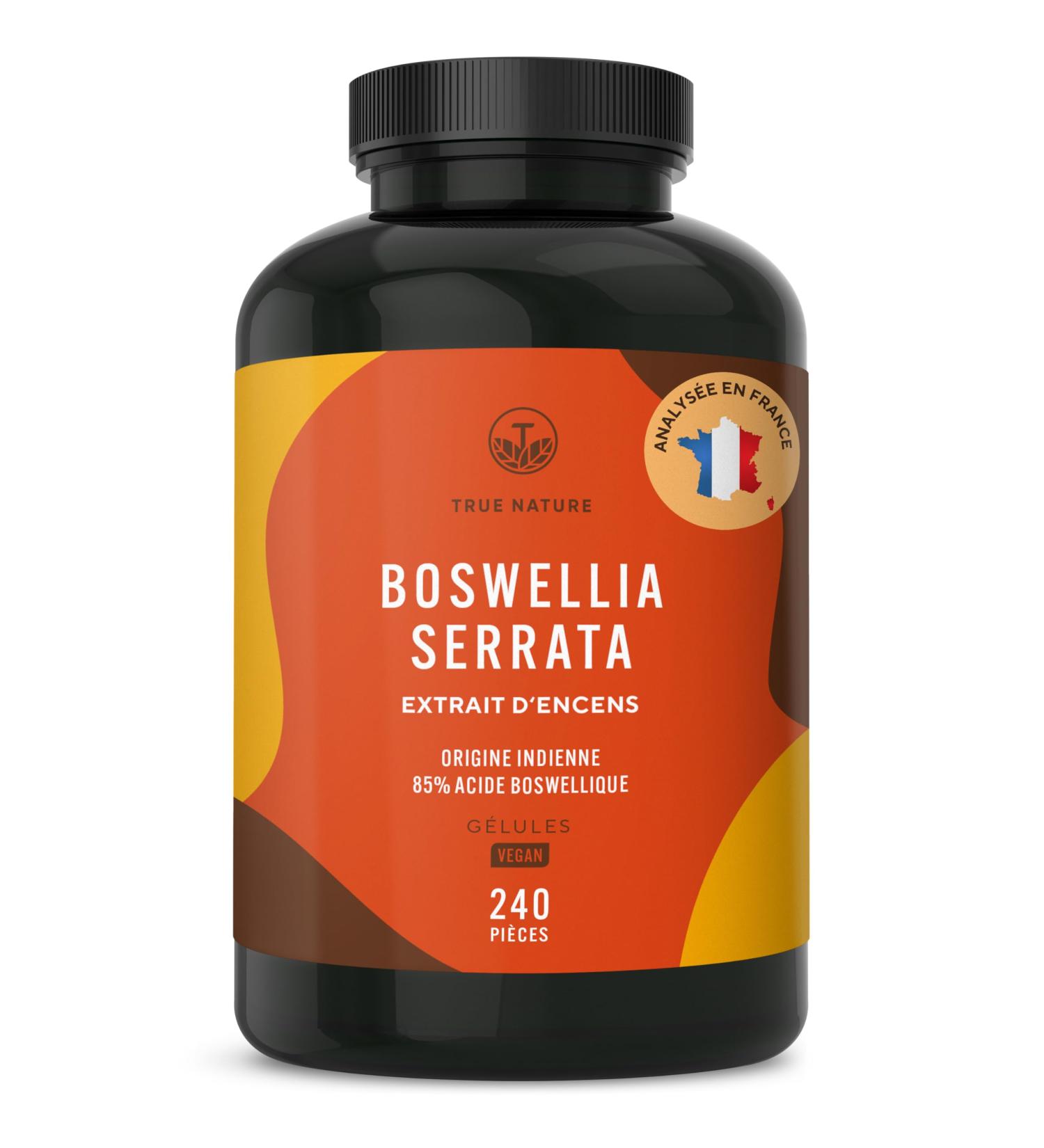 Boswellia Serrata | 2.000mg - 240 G lules - 85% d'Acide Boswellique - Bien- tre Articulation - Encens Indien - Ayurveda Vegan - Sans: Additifs Lactose & Gluten - TRUE NATURE Boswellia Serrata 240 - Buy Online on GoSupps.com