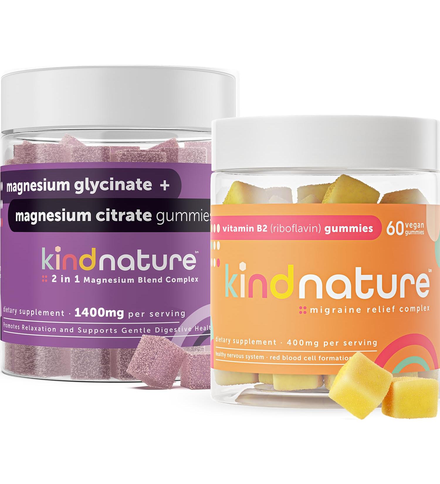 Kind Nature Migraine Relief Power Duo: B2 & Magnesium Gummies Bundle - Buy Online on GoSupps.com