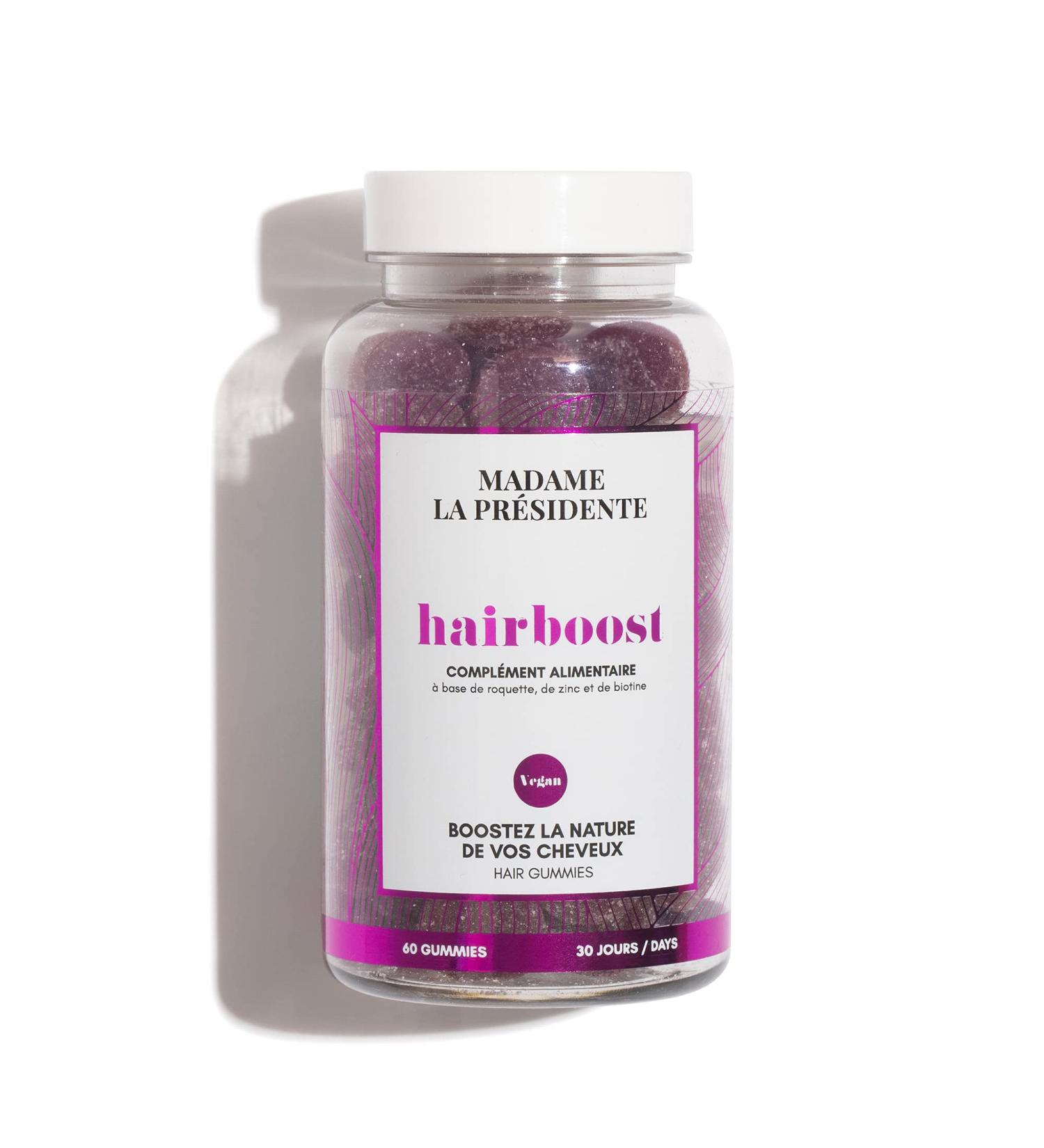Madame La Pr sidente Hair Boost - Dietary Supplements for Longer Stronger Hair - Effective & Natural Formula for All Hair Types - 60 Gummies for 1 Month - Buy Online on GoSupps.com