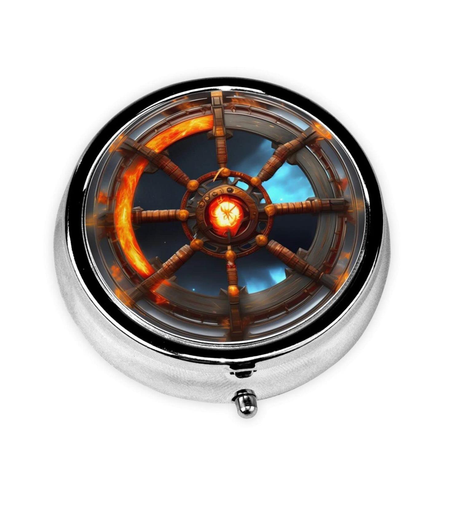 Yin Yang Shield Round Pill Box - 3 Compartment Portable Travel Organizer | Black Pill Box for Traveling - Buy Online on GoSupps.com