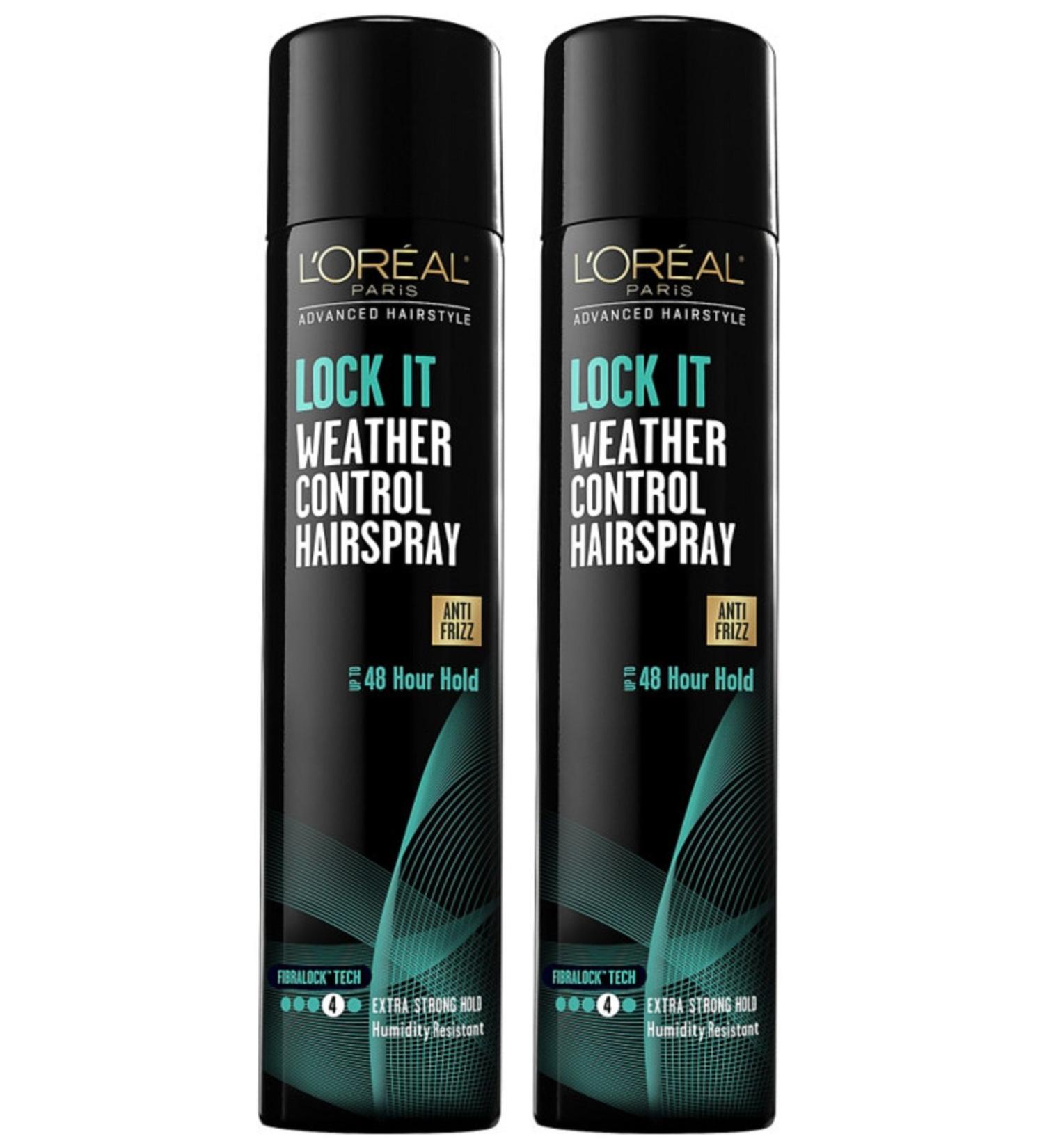 L'Oreal Paris Advanced Hairstyle - Lock It - Weather Control Hairspray - Anti Frizz - Net Wt. 8.25 OZ (234 g) Per Can - Pack of 2 Cans Unscented 8.25 Ounce (Pack of 2)