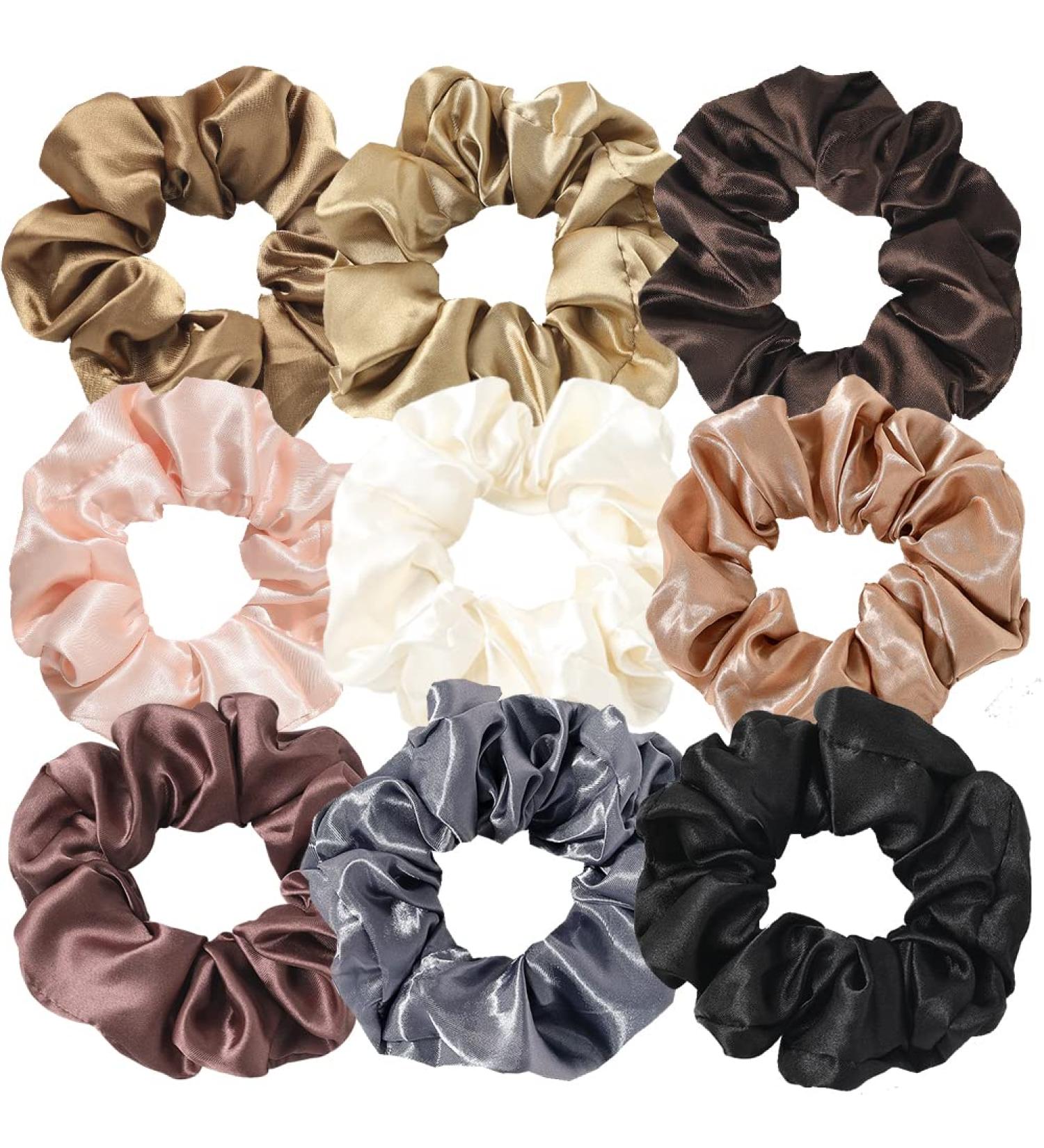 Satin Hair Ties - 9pcs Scrunchies | Silk Hair Ties for Women & Girls | Perfect Ponytail Accessory - Buy Online on GoSupps.com