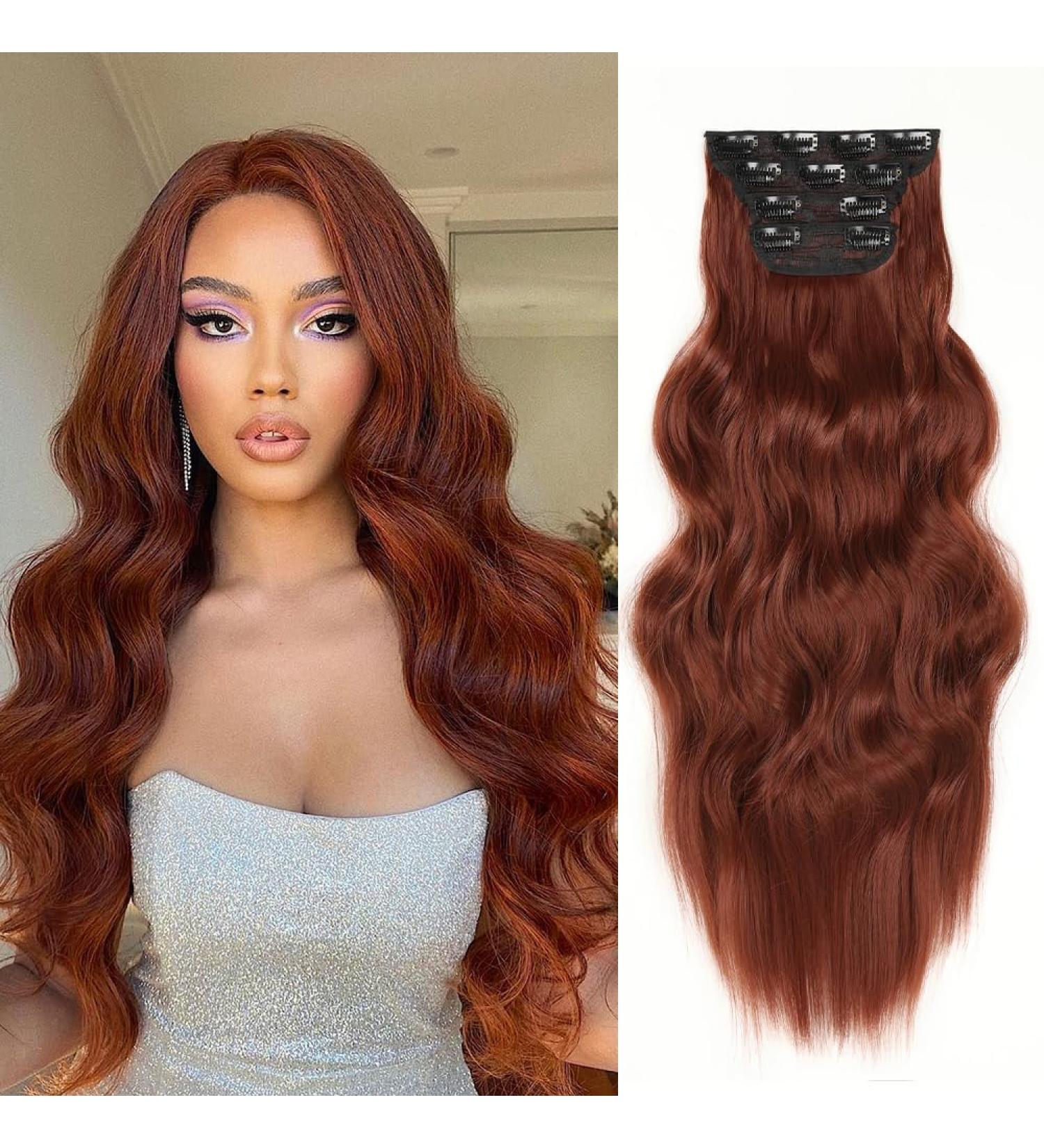 YDDM 24 Wavy Clip-In Hair Extensions - Synthetic Full Head Hairpieces for Women - Affordable & Realistic Look - Buy Online on GoSupps.com