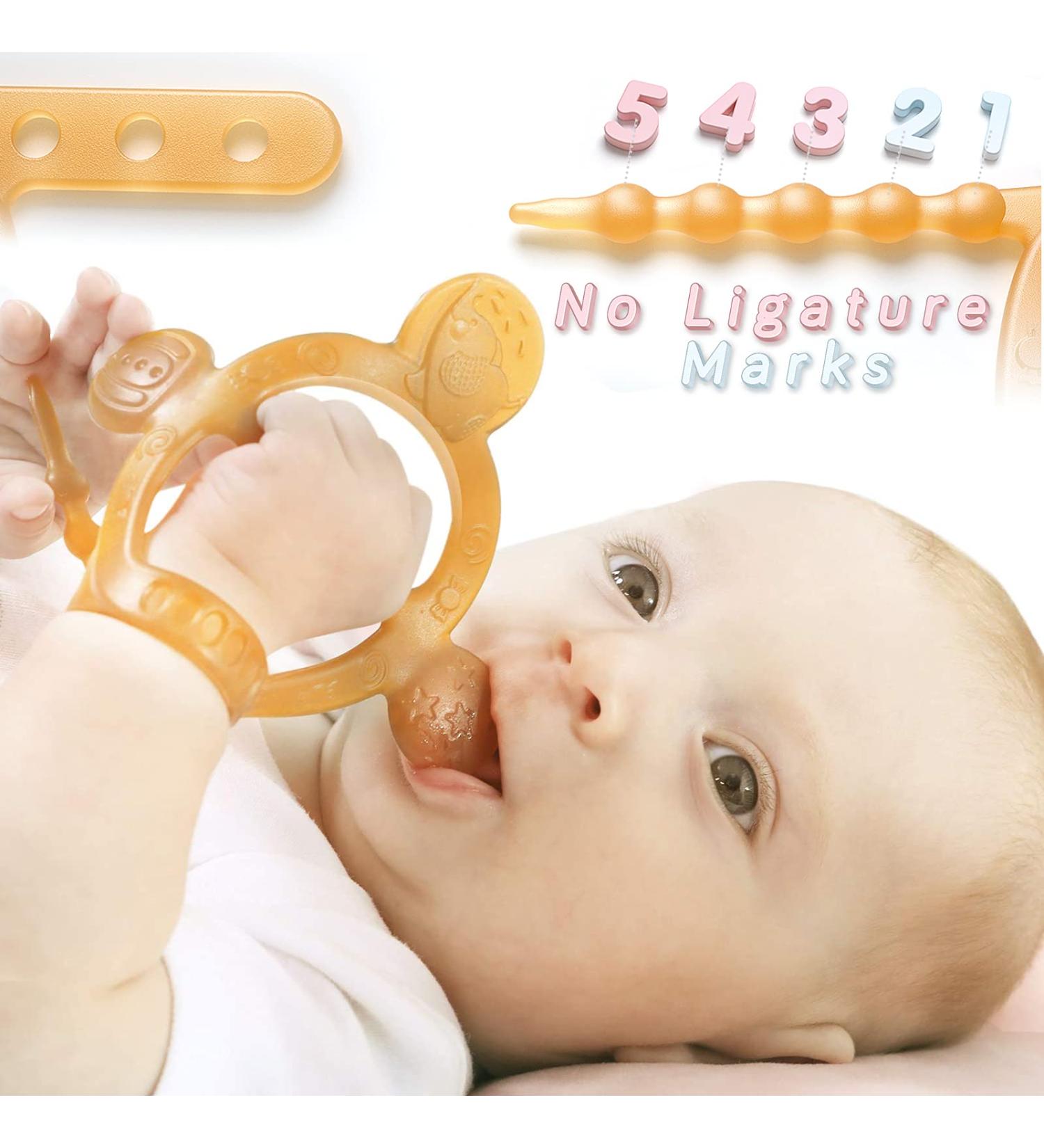 HEORSHE Baby Teething Toy - Silicone Adjustable Wristband Chew Toy for Babies 0-12 Months - Brown - Buy Online on GoSupps.com
