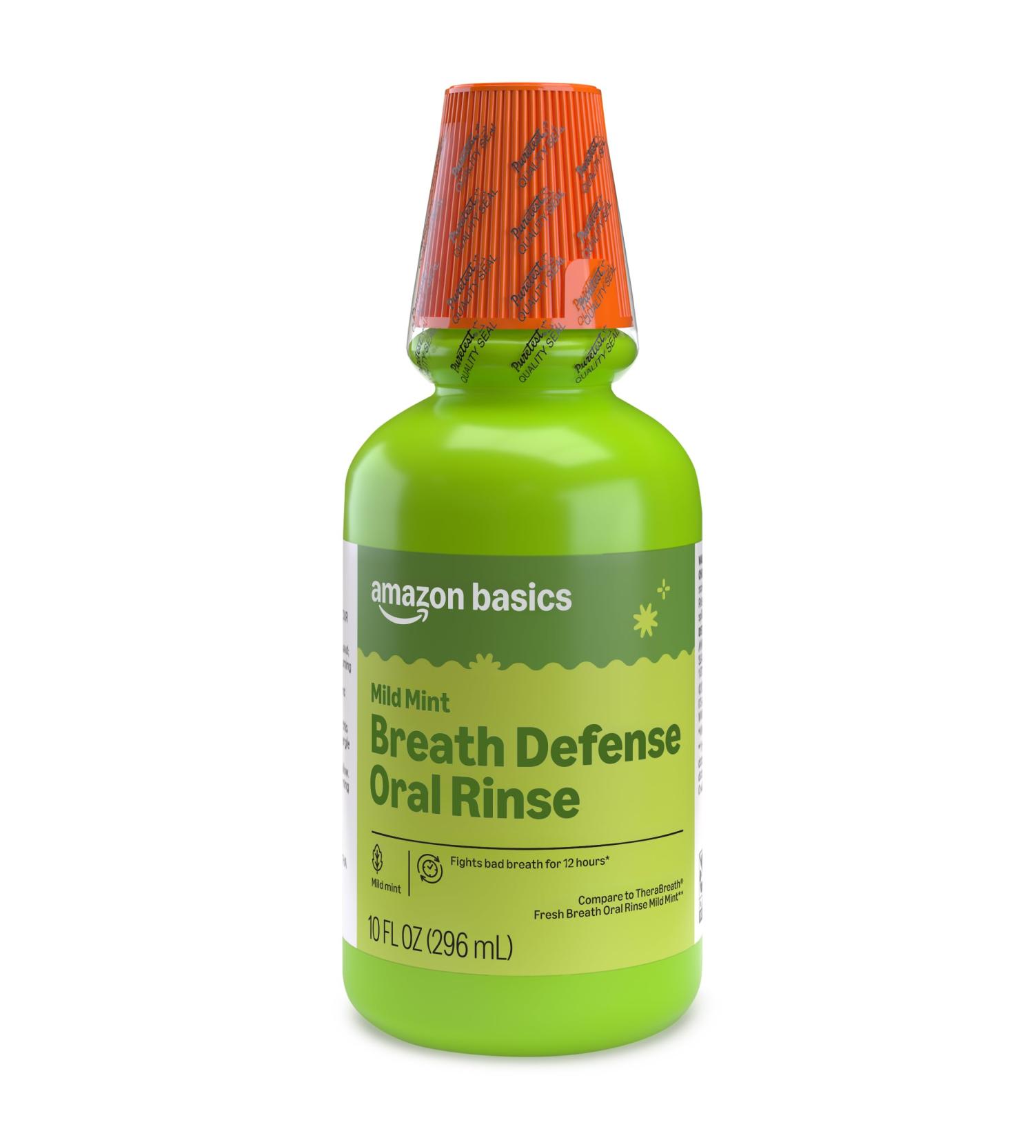 Amazon Basics Breath Defense Oral Rinse, Mild Mint, Fights Bad Breath for 12 Hours, 10 fl oz, Pack of 1 10 Fl Oz (Pack of 1) - Buy Online on GoSupps.com