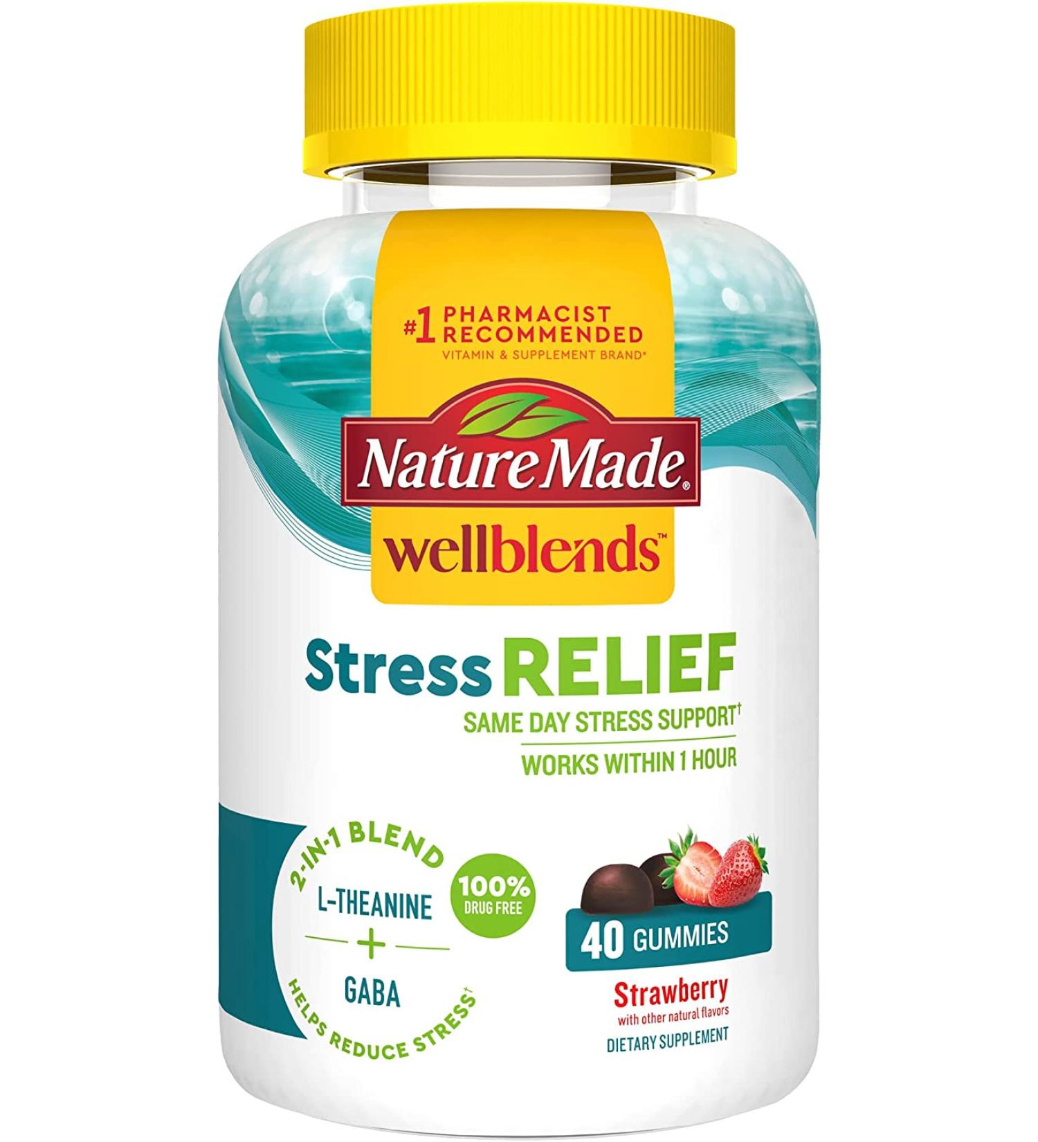 Nature Made Wellblends Stress Relief Gummies - Strawberry Flavor (40 Count) - Buy Online on GoSupps.com