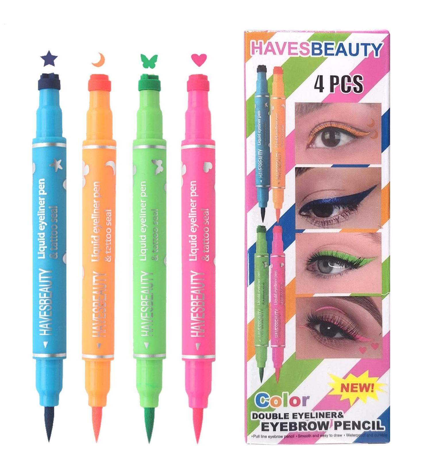 Liquid Eyeliner - Eye Makeup Pencil | Makeup Eyeliner Pencil with Dual-Ended Seal 4 Colors Smudge-Resistant | Eyeliner Pencil Pad - Buy Online on GoSupps.com