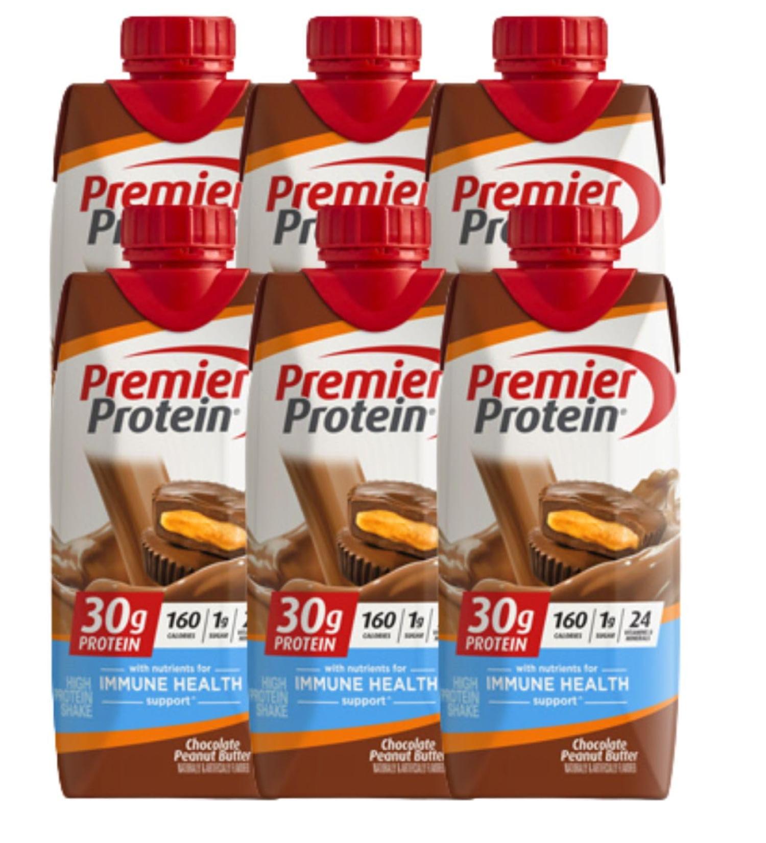 Premium Chocolate Peanut Butter Protein Shake - 30g Protein Ready to Drink 6 Pack Bundle - International Shipping - Buy Online on GoSupps.com